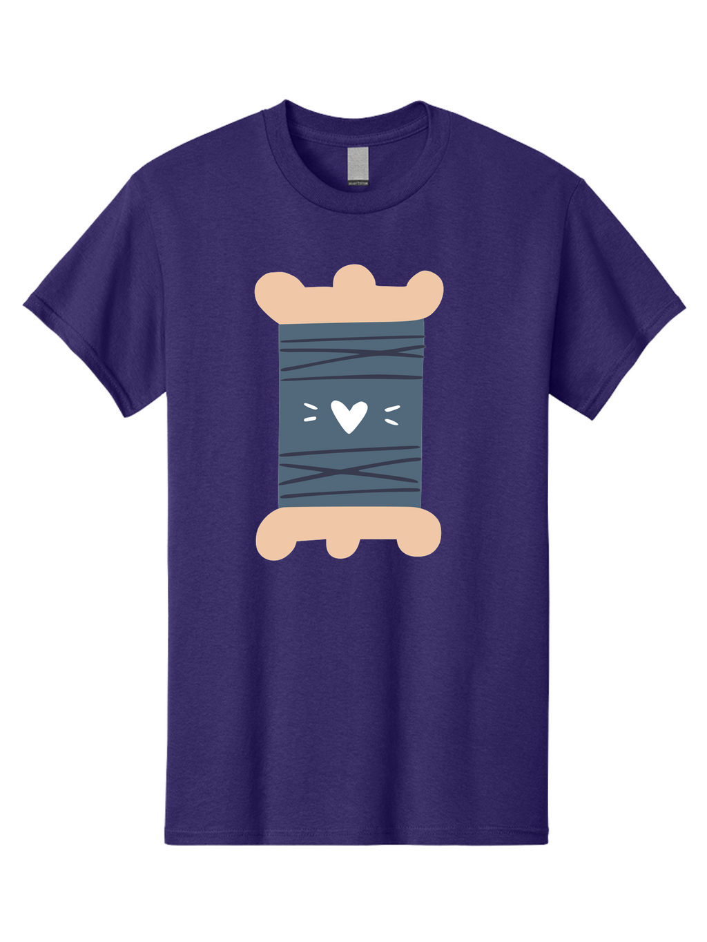 Spool-Of-Thread-2 Men'S Graphic Tee, 100% Cotton, Comfortable Casual Summer Wear, Machine Washable, Spool Of Thread, Sewing Supplies, Crafting Materials, Dark Blue Thread, Heart Symbol, Cute Design, Embroidery Thread, Sewing Kit Aac115