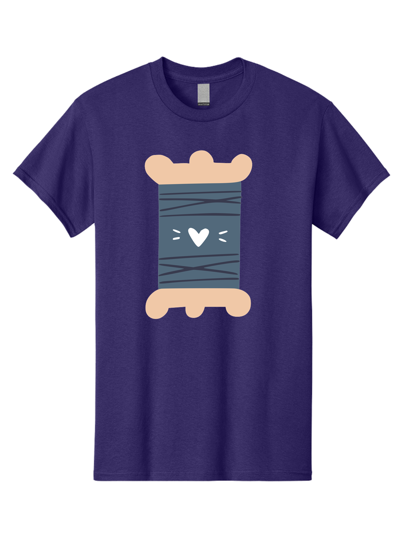 Spool-Of-Thread-2 Men'S Graphic Tee, 100% Cotton, Comfortable Casual Summer Wear, Machine Washable, Spool Of Thread, Sewing Supplies, Crafting Materials, Dark Blue Thread, Heart Symbol, Cute Design, Embroidery Thread, Sewing Kit Aac115