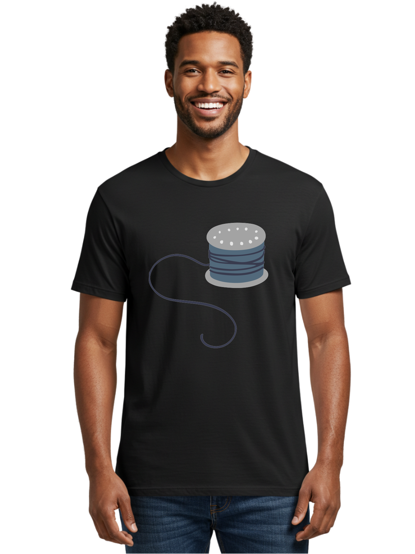 Spool-Of-Thread-3 Men'S Graphic Tee, 100% Cotton, Comfortable Casual Summer Wear, Machine Washable, Spool Of Thread, Sewing Supplies, Crafting Tools, Needlework Accessories, Embroidery Materials, Textile Crafting Aac116
