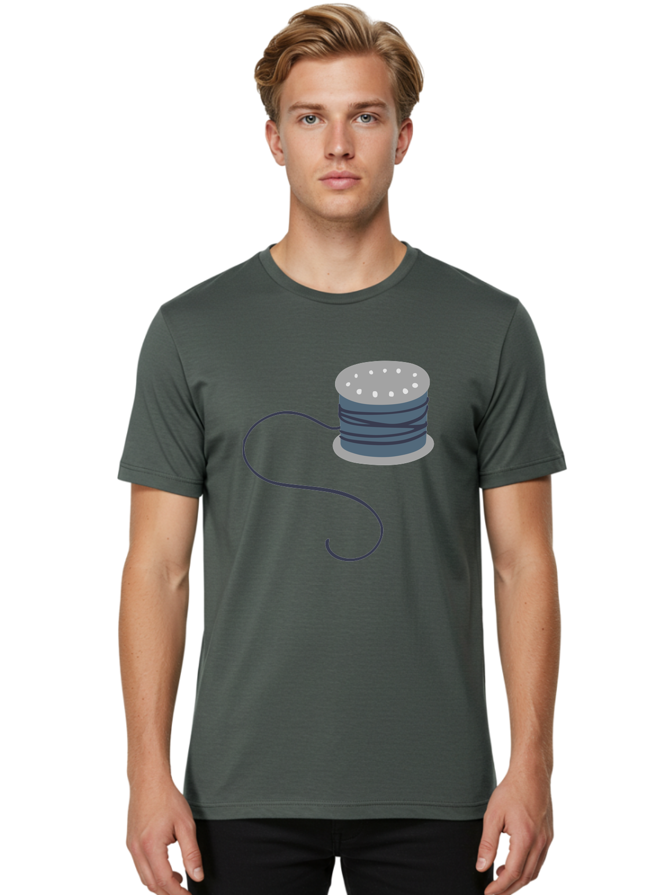 Spool-Of-Thread-3 Men'S Graphic Tee, 100% Cotton, Comfortable Casual Summer Wear, Machine Washable, Spool Of Thread, Sewing Supplies, Crafting Tools, Needlework Accessories, Embroidery Materials, Textile Crafting Aac116