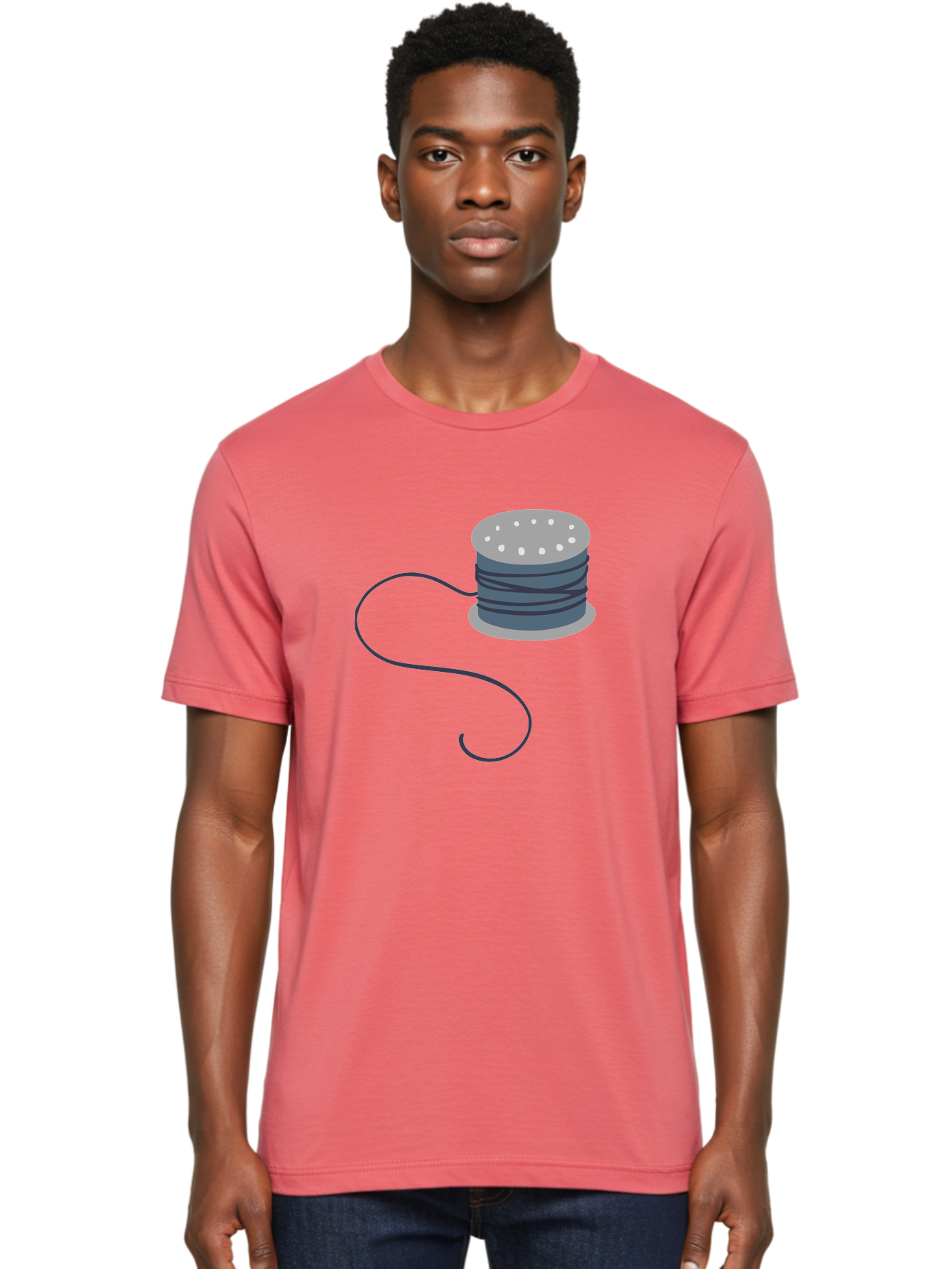 Spool-Of-Thread-3 Men'S Graphic Tee, 100% Cotton, Comfortable Casual Summer Wear, Machine Washable, Spool Of Thread, Sewing Supplies, Crafting Tools, Needlework Accessories, Embroidery Materials, Textile Crafting Aac116