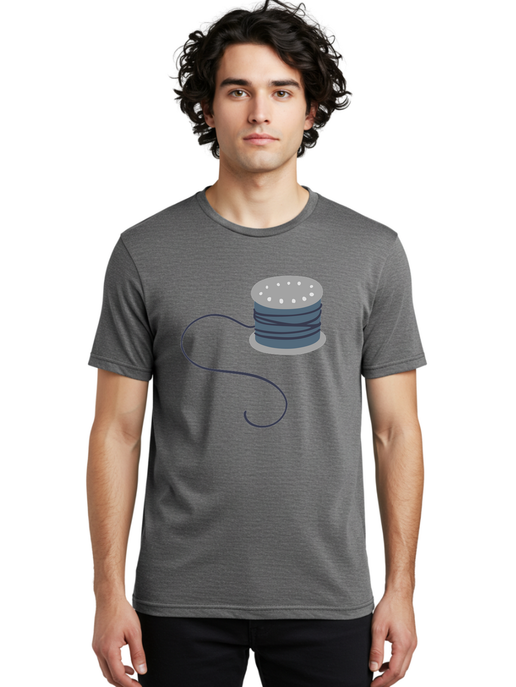 Spool-Of-Thread-3 Men'S Graphic Tee, 100% Cotton, Comfortable Casual Summer Wear, Machine Washable, Spool Of Thread, Sewing Supplies, Crafting Tools, Needlework Accessories, Embroidery Materials, Textile Crafting Aac116