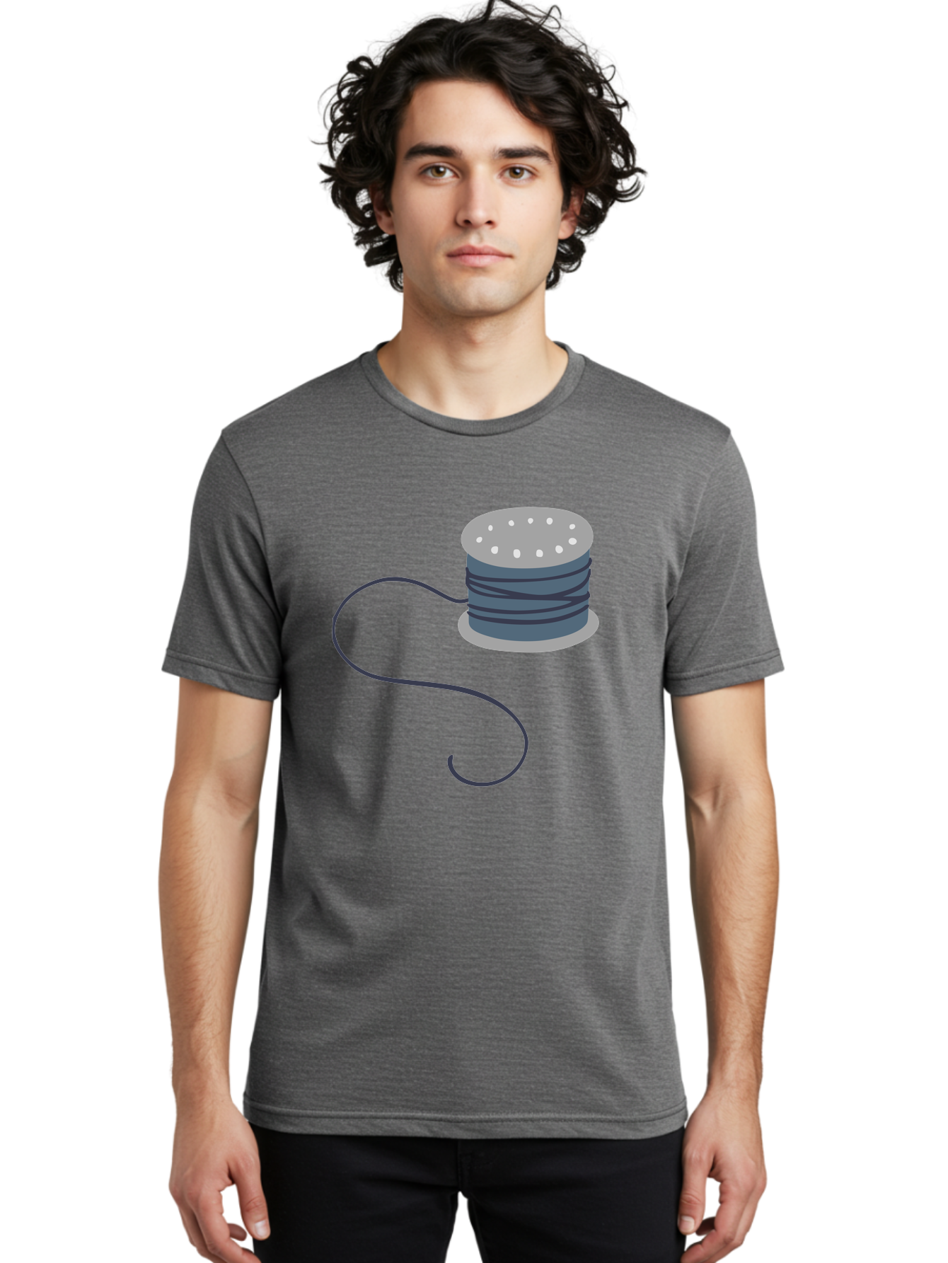 Spool-Of-Thread-3 Men'S Graphic Tee, 100% Cotton, Comfortable Casual Summer Wear, Machine Washable, Spool Of Thread, Sewing Supplies, Crafting Tools, Needlework Accessories, Embroidery Materials, Textile Crafting Aac116