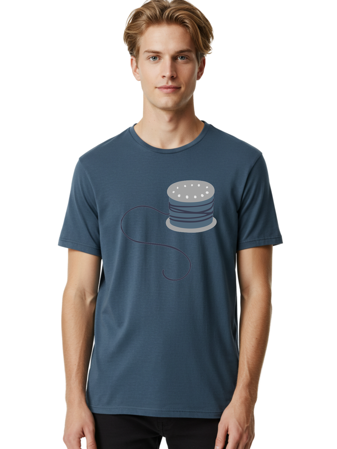 Spool-Of-Thread-3 Men'S Graphic Tee, 100% Cotton, Comfortable Casual Summer Wear, Machine Washable, Spool Of Thread, Sewing Supplies, Crafting Tools, Needlework Accessories, Embroidery Materials, Textile Crafting Aac116