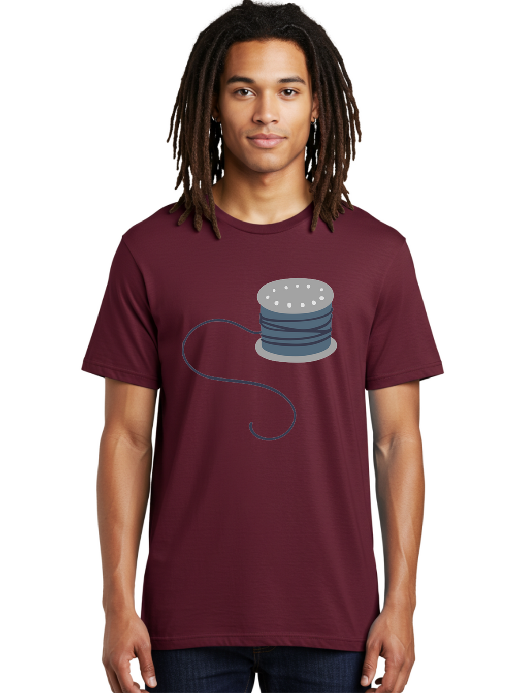 Spool-Of-Thread-3 Men'S Graphic Tee, 100% Cotton, Comfortable Casual Summer Wear, Machine Washable, Spool Of Thread, Sewing Supplies, Crafting Tools, Needlework Accessories, Embroidery Materials, Textile Crafting Aac116