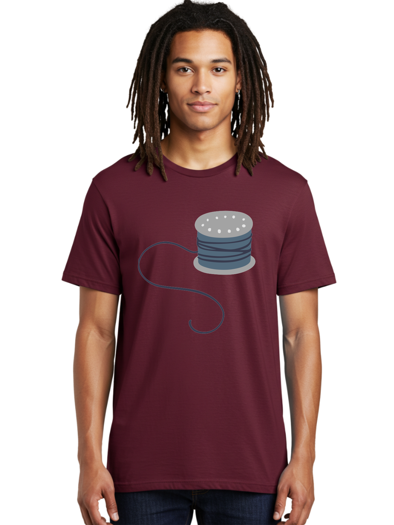 Spool-Of-Thread-3 Men'S Graphic Tee, 100% Cotton, Comfortable Casual Summer Wear, Machine Washable, Spool Of Thread, Sewing Supplies, Crafting Tools, Needlework Accessories, Embroidery Materials, Textile Crafting Aac116