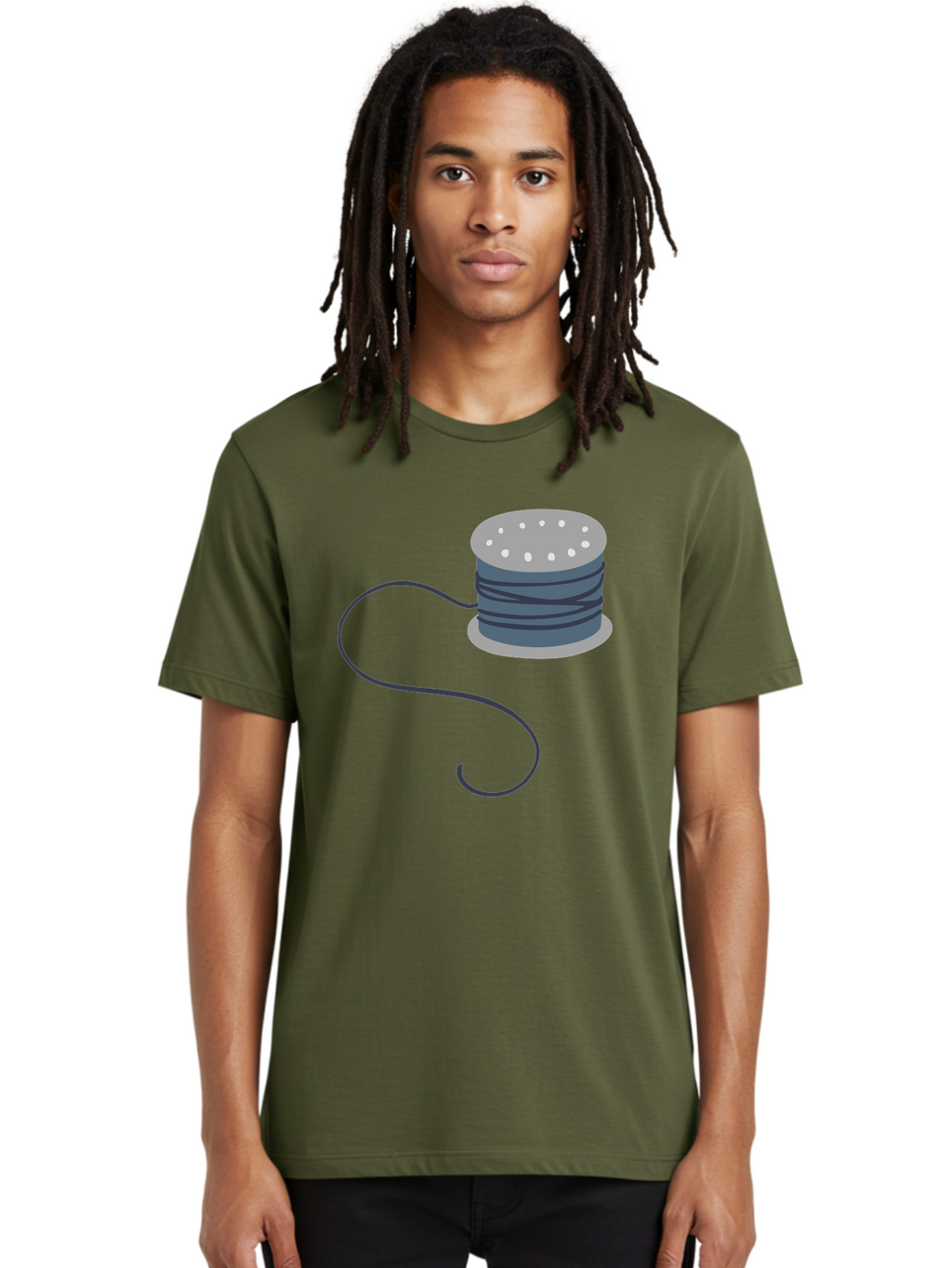 Spool-Of-Thread-3 Men'S Graphic Tee, 100% Cotton, Comfortable Casual Summer Wear, Machine Washable, Spool Of Thread, Sewing Supplies, Crafting Tools, Needlework Accessories, Embroidery Materials, Textile Crafting Aac116