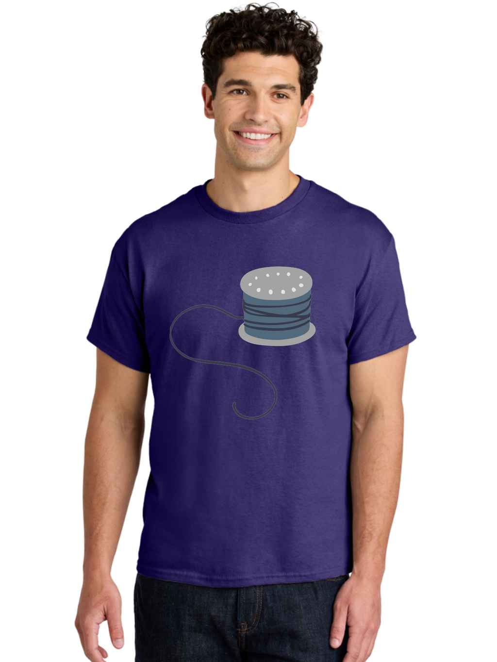 Spool-Of-Thread-3 Men'S Graphic Tee, 100% Cotton, Comfortable Casual Summer Wear, Machine Washable, Spool Of Thread, Sewing Supplies, Crafting Tools, Needlework Accessories, Embroidery Materials, Textile Crafting Aac116