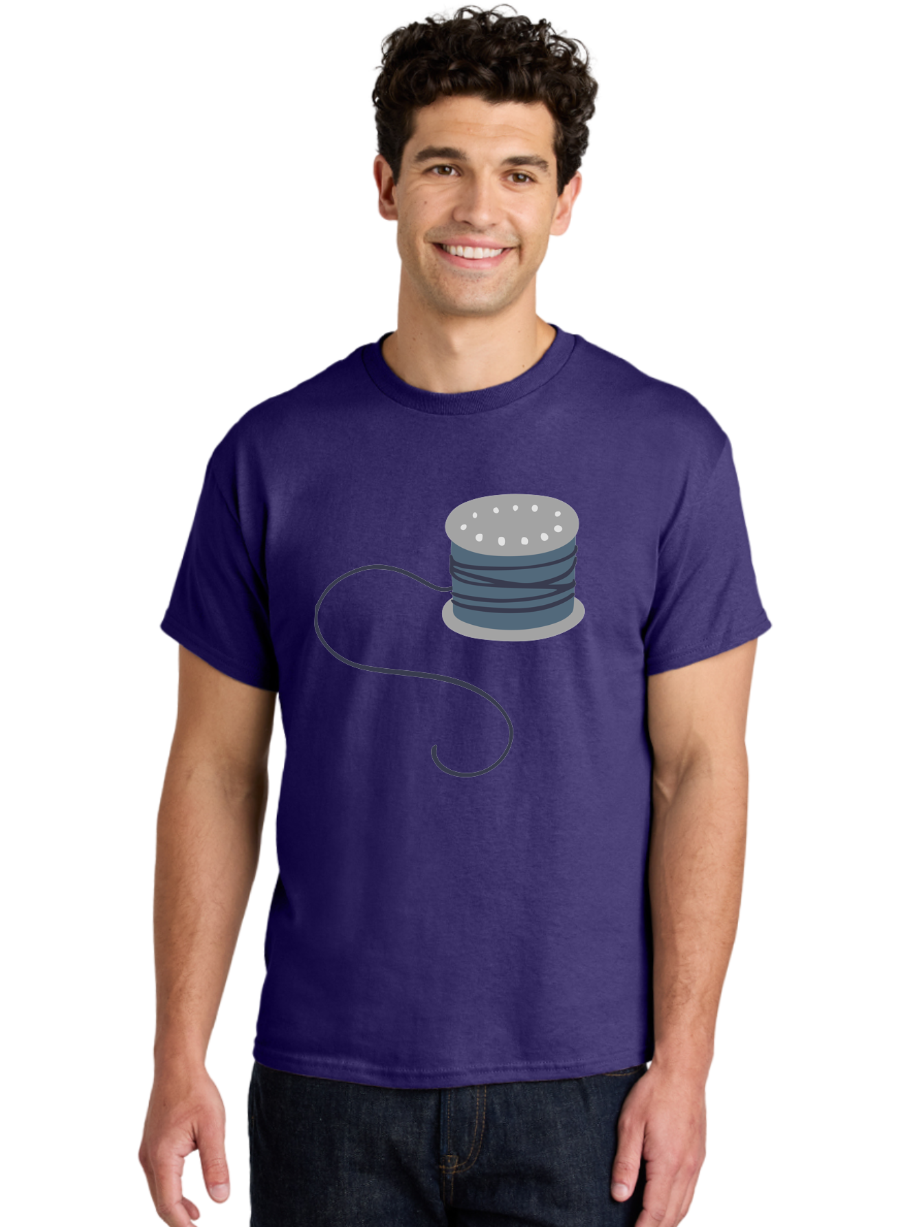 Spool-Of-Thread-3 Men'S Graphic Tee, 100% Cotton, Comfortable Casual Summer Wear, Machine Washable, Spool Of Thread, Sewing Supplies, Crafting Tools, Needlework Accessories, Embroidery Materials, Textile Crafting Aac116