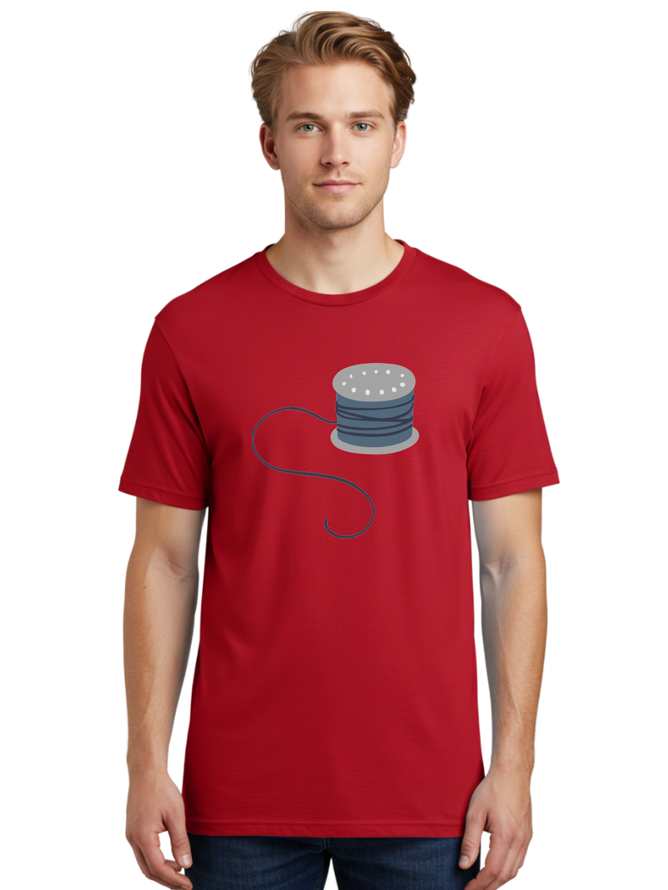 Spool-Of-Thread-3 Men'S Graphic Tee, 100% Cotton, Comfortable Casual Summer Wear, Machine Washable, Spool Of Thread, Sewing Supplies, Crafting Tools, Needlework Accessories, Embroidery Materials, Textile Crafting Aac116
