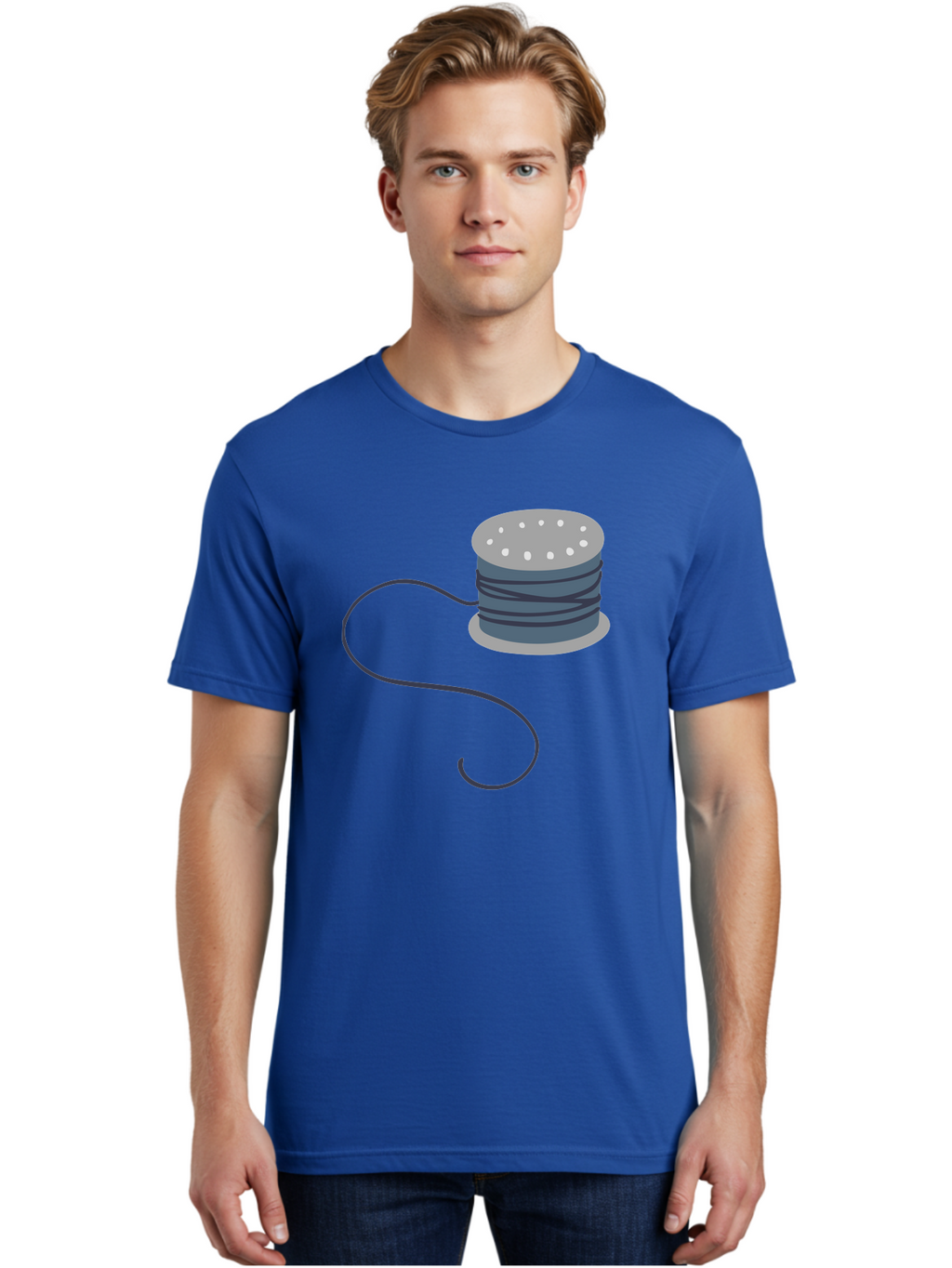 Spool-Of-Thread-3 Men'S Graphic Tee, 100% Cotton, Comfortable Casual Summer Wear, Machine Washable, Spool Of Thread, Sewing Supplies, Crafting Tools, Needlework Accessories, Embroidery Materials, Textile Crafting Aac116