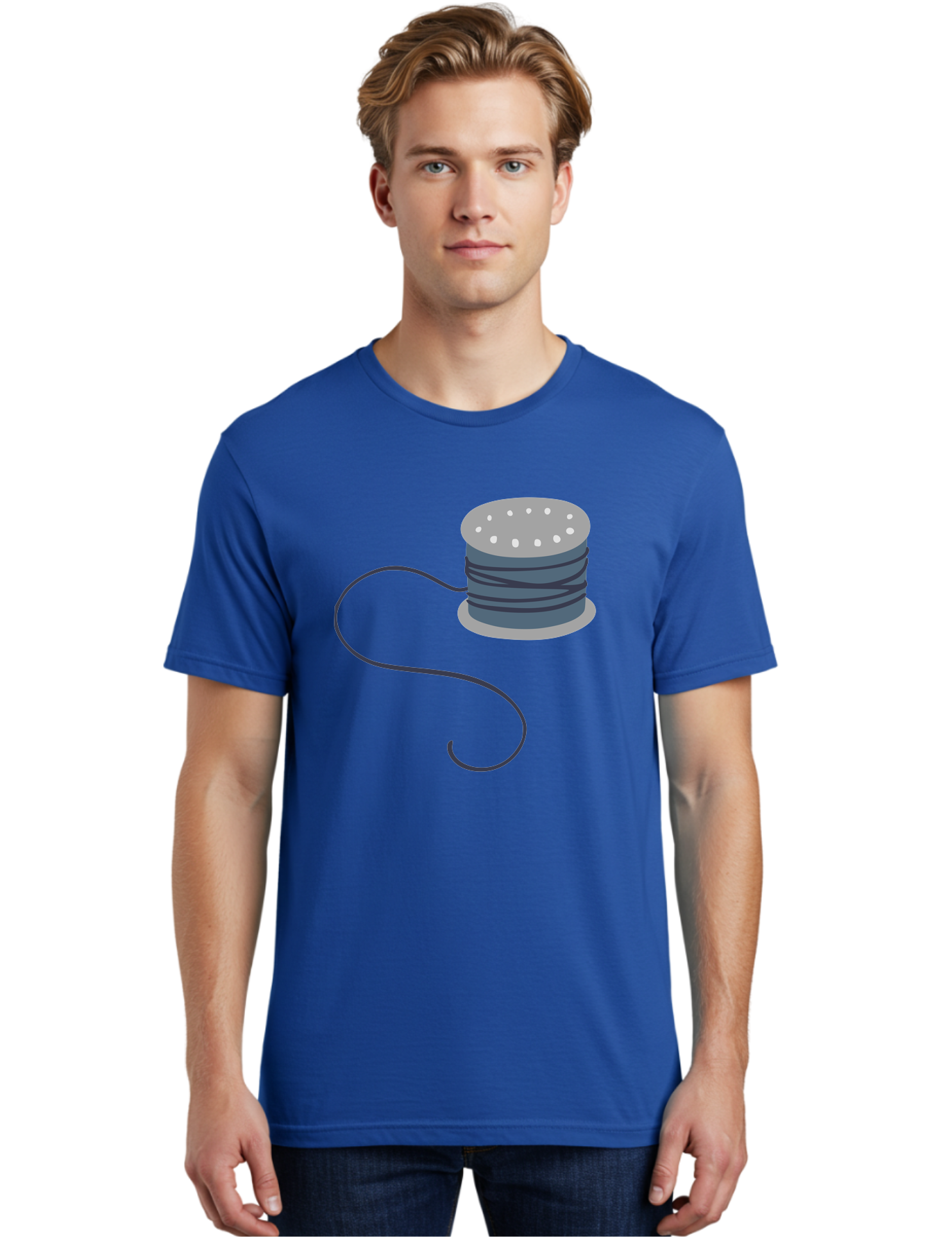 Spool-Of-Thread-3 Men'S Graphic Tee, 100% Cotton, Comfortable Casual Summer Wear, Machine Washable, Spool Of Thread, Sewing Supplies, Crafting Tools, Needlework Accessories, Embroidery Materials, Textile Crafting Aac116