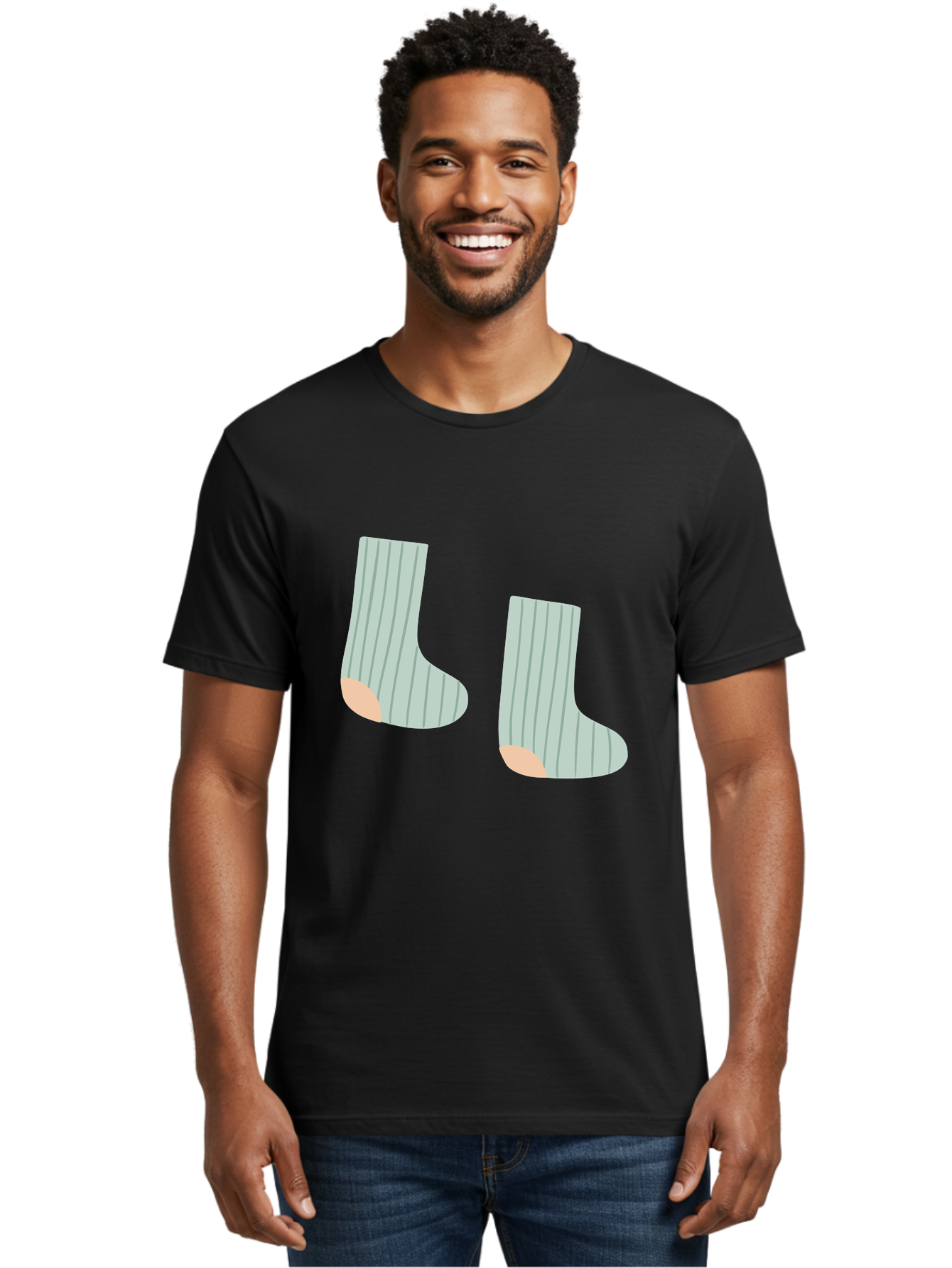 Striped-Socks Men'S Graphic Tee, 100% Cotton, Comfortable Casual Summer Wear, Machine Washable, Striped Socks, Matching Socks, Casual Footwear, Comfortable Clothing, Fashion Accessories, Clothing Details Aac119