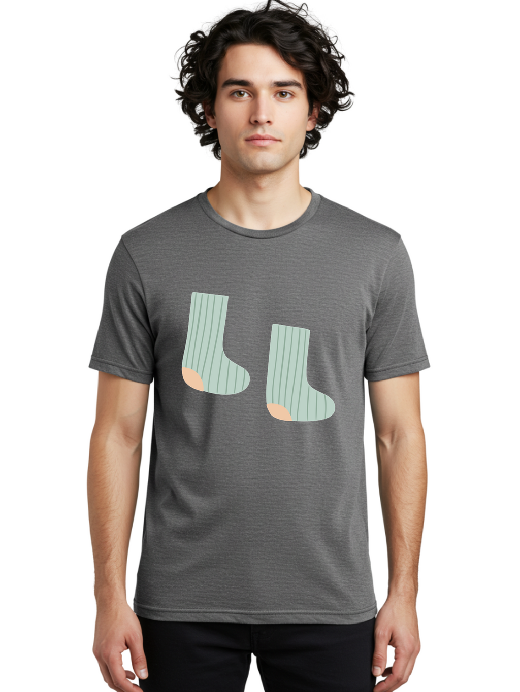 Striped-Socks Men'S Graphic Tee, 100% Cotton, Comfortable Casual Summer Wear, Machine Washable, Striped Socks, Matching Socks, Casual Footwear, Comfortable Clothing, Fashion Accessories, Clothing Details Aac119