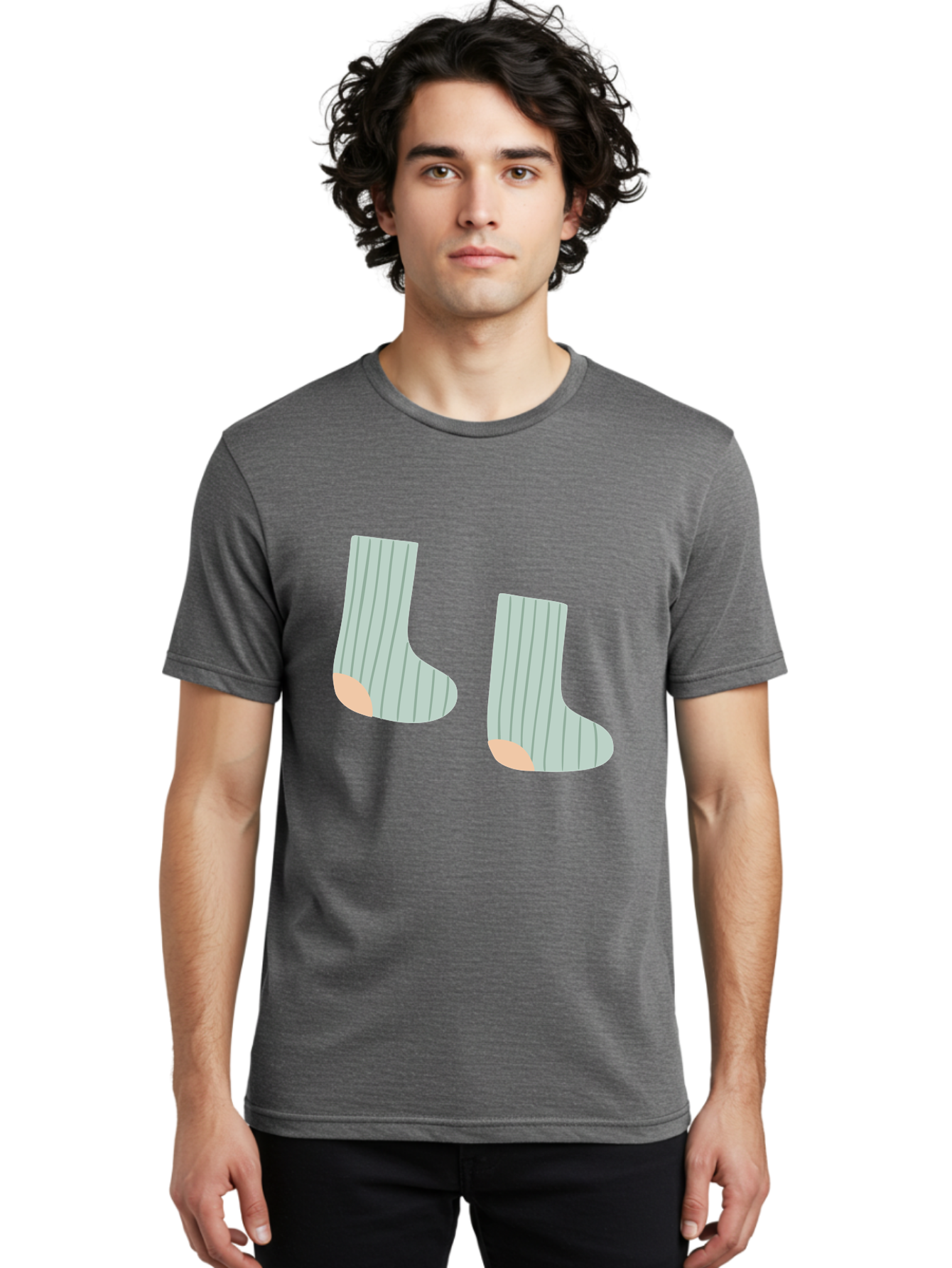 Striped-Socks Men'S Graphic Tee, 100% Cotton, Comfortable Casual Summer Wear, Machine Washable, Striped Socks, Matching Socks, Casual Footwear, Comfortable Clothing, Fashion Accessories, Clothing Details Aac119
