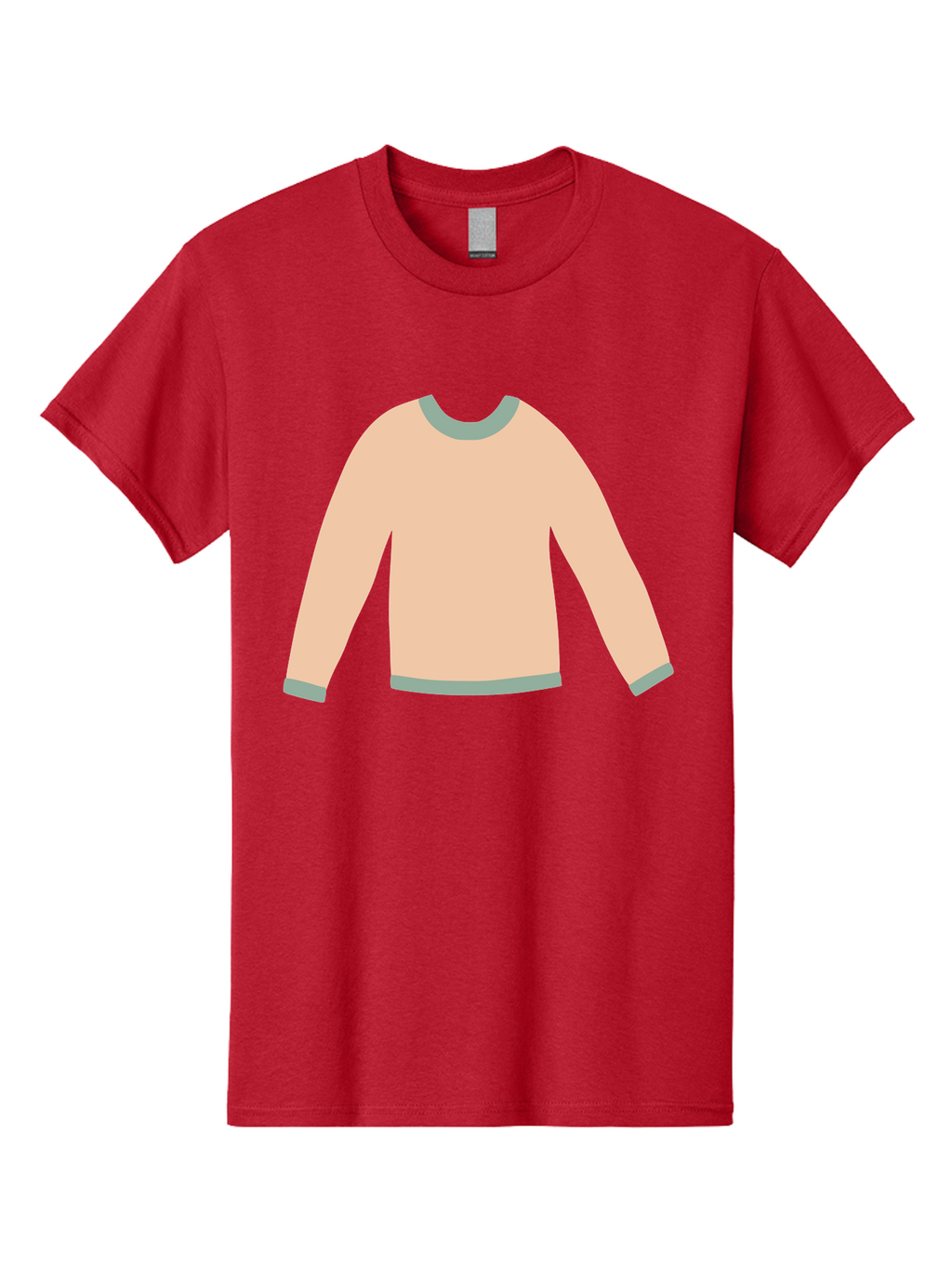 Sweater Men'S Graphic Tee, 100% Cotton, Comfortable Casual Summer Wear, Machine Washable, Peach-Colored Sweater, Long-Sleeved Shirt, Casual Wear, Comfortable Clothing, Soft Peach, Gray Trim, Simple Design, Minimalist Fashion Aac120