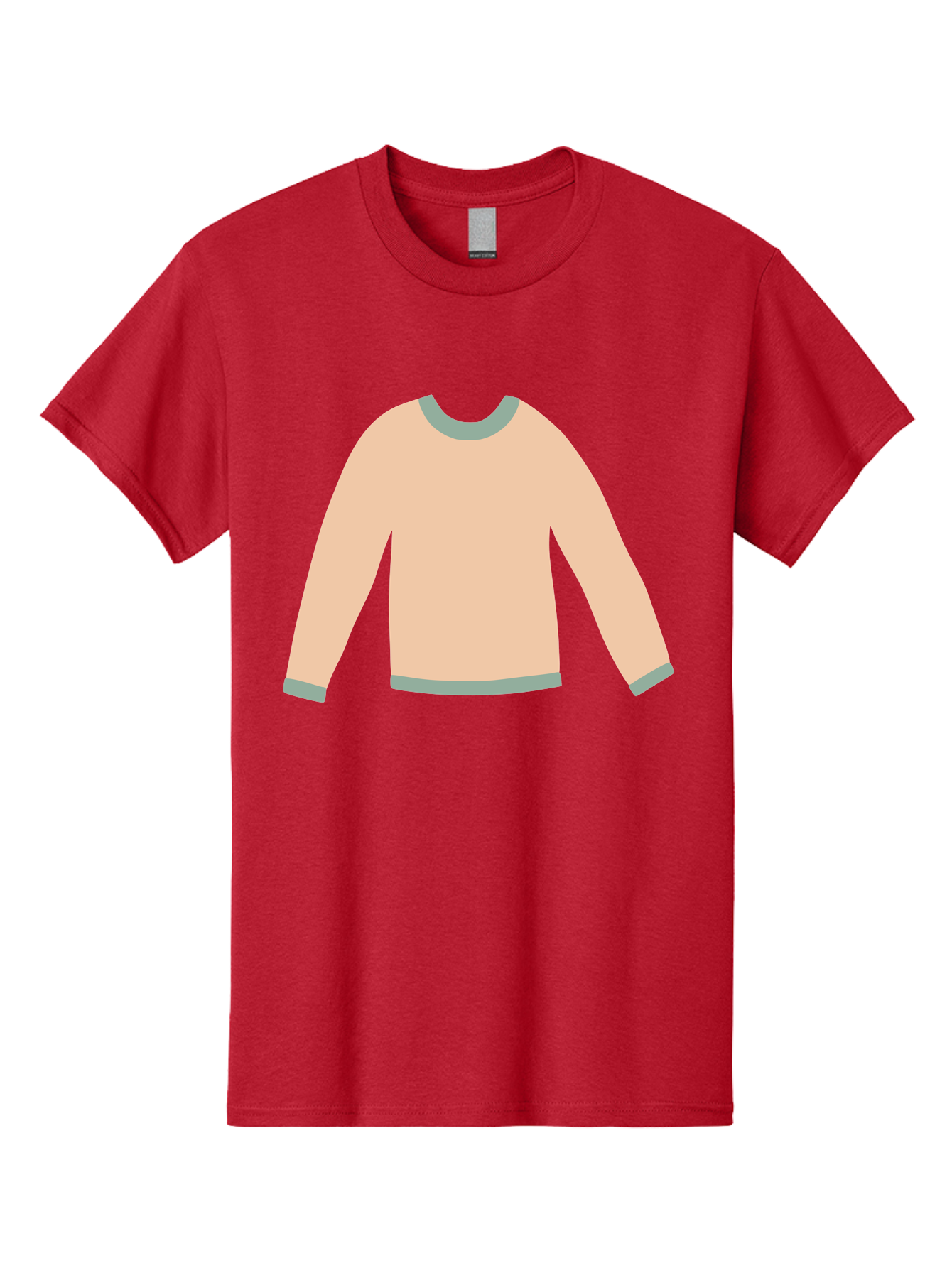 Sweater Men'S Graphic Tee, 100% Cotton, Comfortable Casual Summer Wear, Machine Washable, Peach-Colored Sweater, Long-Sleeved Shirt, Casual Wear, Comfortable Clothing, Soft Peach, Gray Trim, Simple Design, Minimalist Fashion Aac120