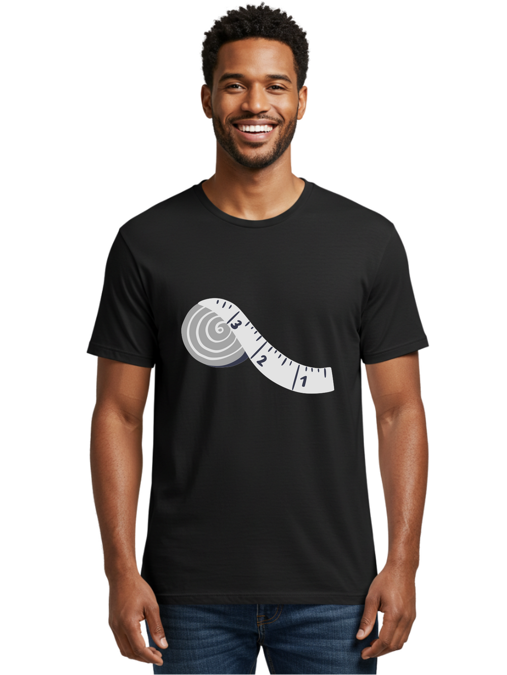 Tape-Measure Men'S Graphic Tee, 100% Cotton, Comfortable Casual Summer Wear, Machine Washable, Tape Measure, Measuring Tape, Flexible Ruler, Measurement Tool, Sewing, Crafting, Diy, Body Measurement, Weight Loss Aac122