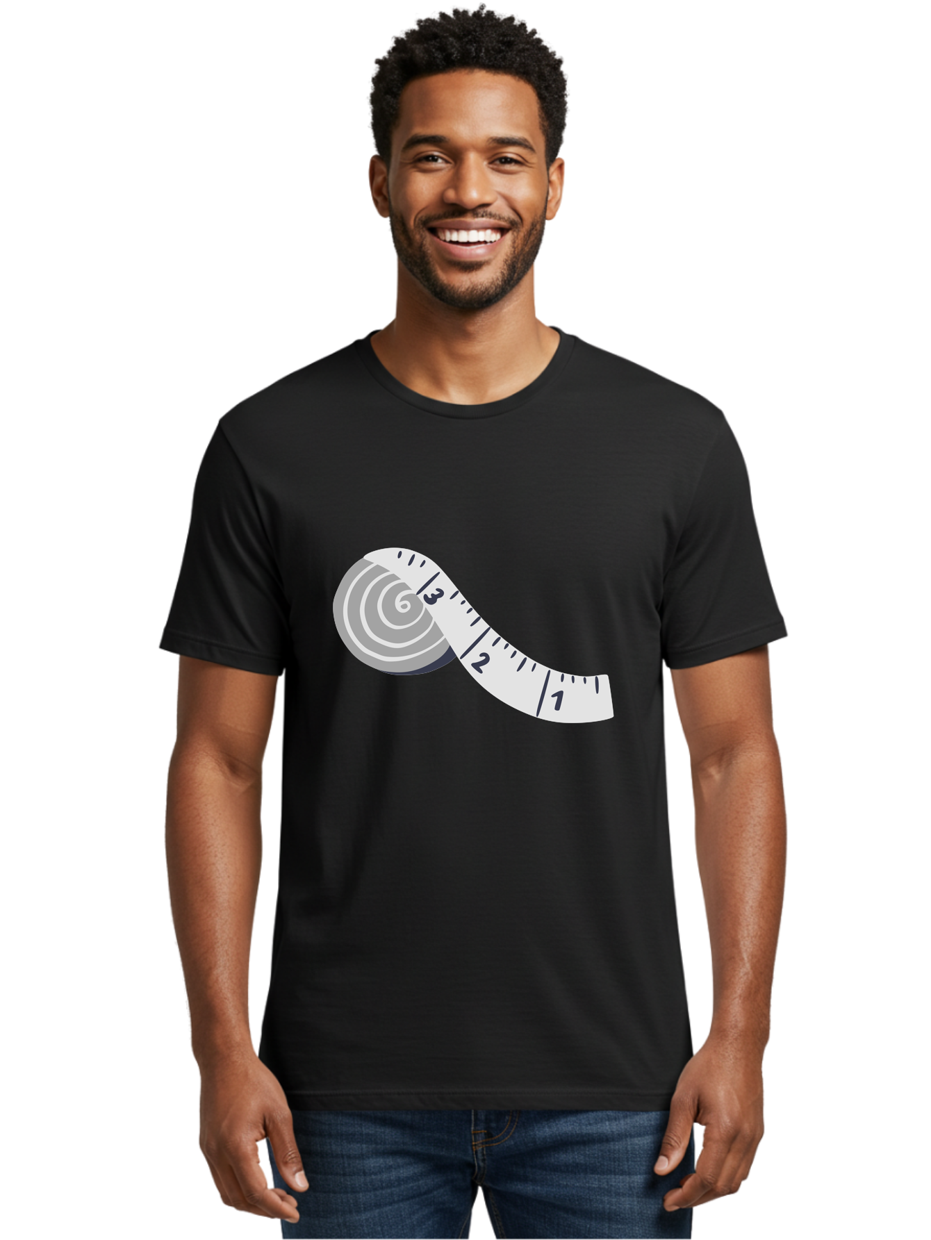 Tape-Measure Men'S Graphic Tee, 100% Cotton, Comfortable Casual Summer Wear, Machine Washable, Tape Measure, Measuring Tape, Flexible Ruler, Measurement Tool, Sewing, Crafting, Diy, Body Measurement, Weight Loss Aac122