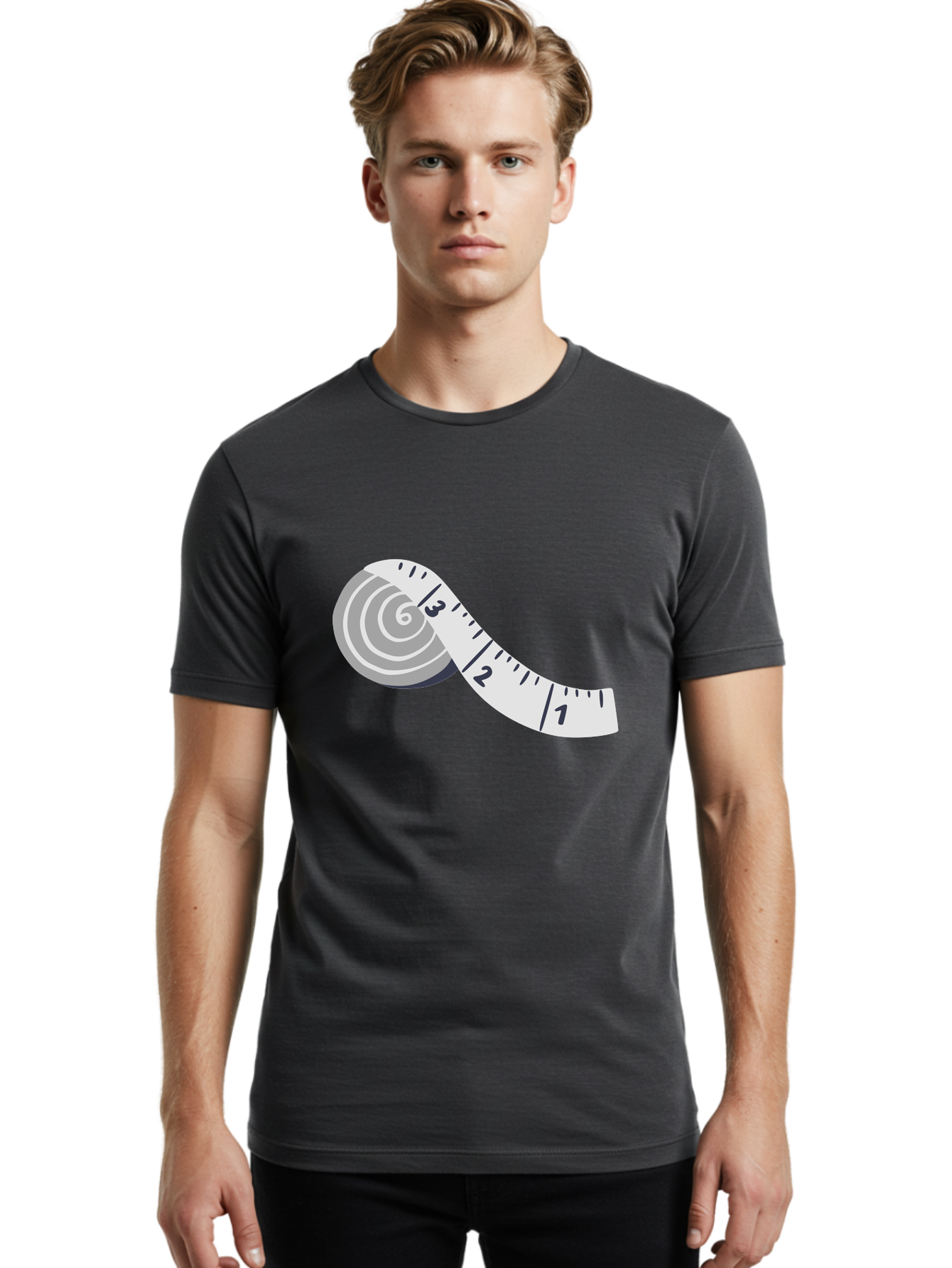 Tape-Measure Men'S Graphic Tee, 100% Cotton, Comfortable Casual Summer Wear, Machine Washable, Tape Measure, Measuring Tape, Flexible Ruler, Measurement Tool, Sewing, Crafting, Diy, Body Measurement, Weight Loss Aac122