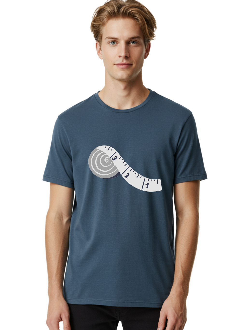 Tape-Measure Men'S Graphic Tee, 100% Cotton, Comfortable Casual Summer Wear, Machine Washable, Tape Measure, Measuring Tape, Flexible Ruler, Measurement Tool, Sewing, Crafting, Diy, Body Measurement, Weight Loss Aac122