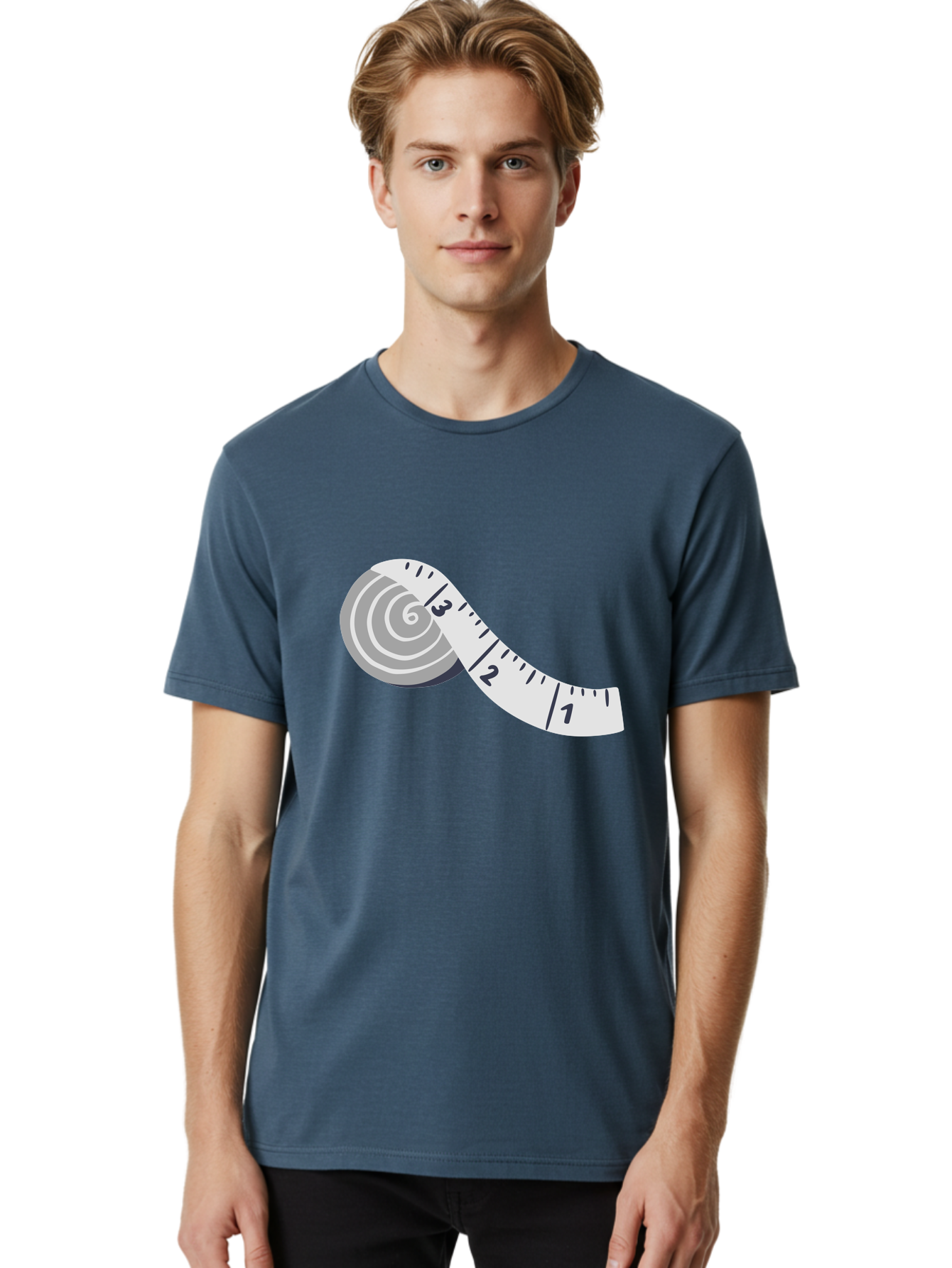 Tape-Measure Men'S Graphic Tee, 100% Cotton, Comfortable Casual Summer Wear, Machine Washable, Tape Measure, Measuring Tape, Flexible Ruler, Measurement Tool, Sewing, Crafting, Diy, Body Measurement, Weight Loss Aac122
