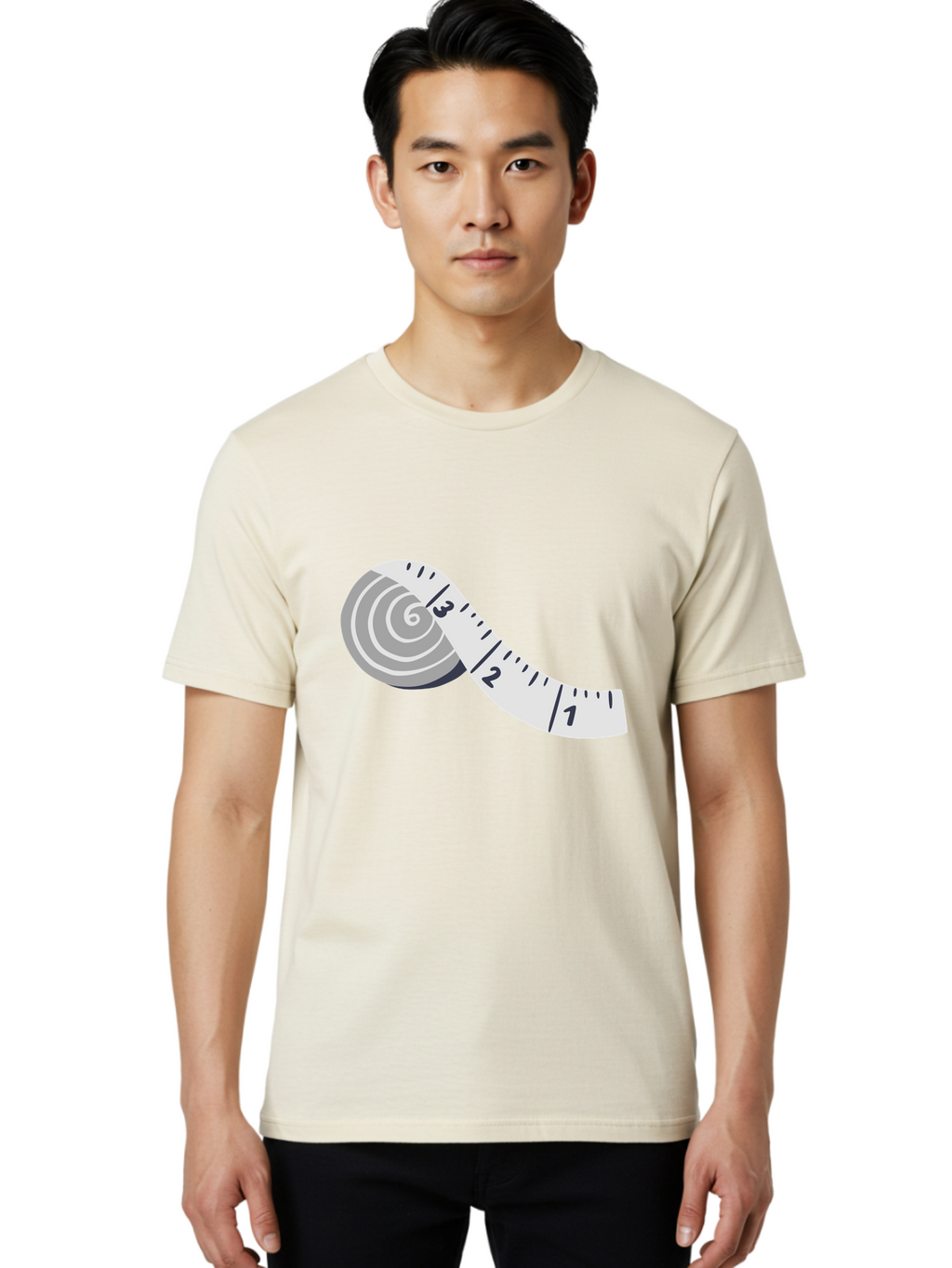 Tape-Measure Men'S Graphic Tee, 100% Cotton, Comfortable Casual Summer Wear, Machine Washable, Tape Measure, Measuring Tape, Flexible Ruler, Measurement Tool, Sewing, Crafting, Diy, Body Measurement, Weight Loss Aac122