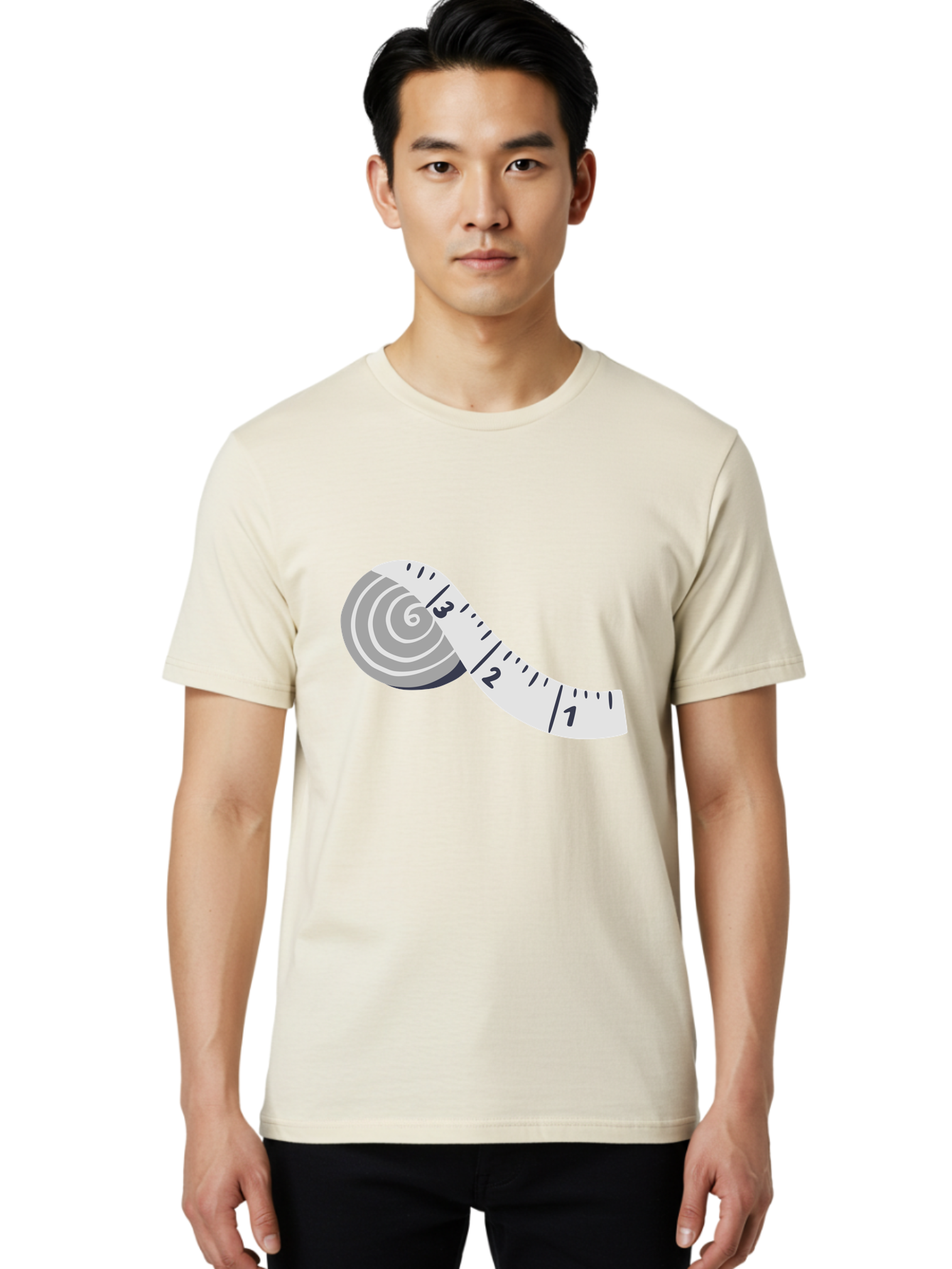 Tape-Measure Men'S Graphic Tee, 100% Cotton, Comfortable Casual Summer Wear, Machine Washable, Tape Measure, Measuring Tape, Flexible Ruler, Measurement Tool, Sewing, Crafting, Diy, Body Measurement, Weight Loss Aac122