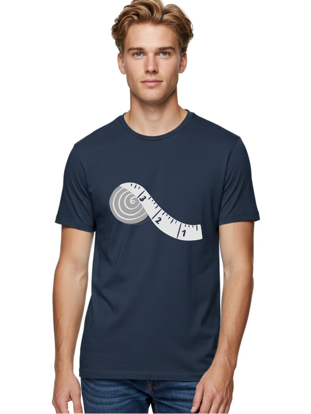 Tape-Measure Men'S Graphic Tee, 100% Cotton, Comfortable Casual Summer Wear, Machine Washable, Tape Measure, Measuring Tape, Flexible Ruler, Measurement Tool, Sewing, Crafting, Diy, Body Measurement, Weight Loss Aac122