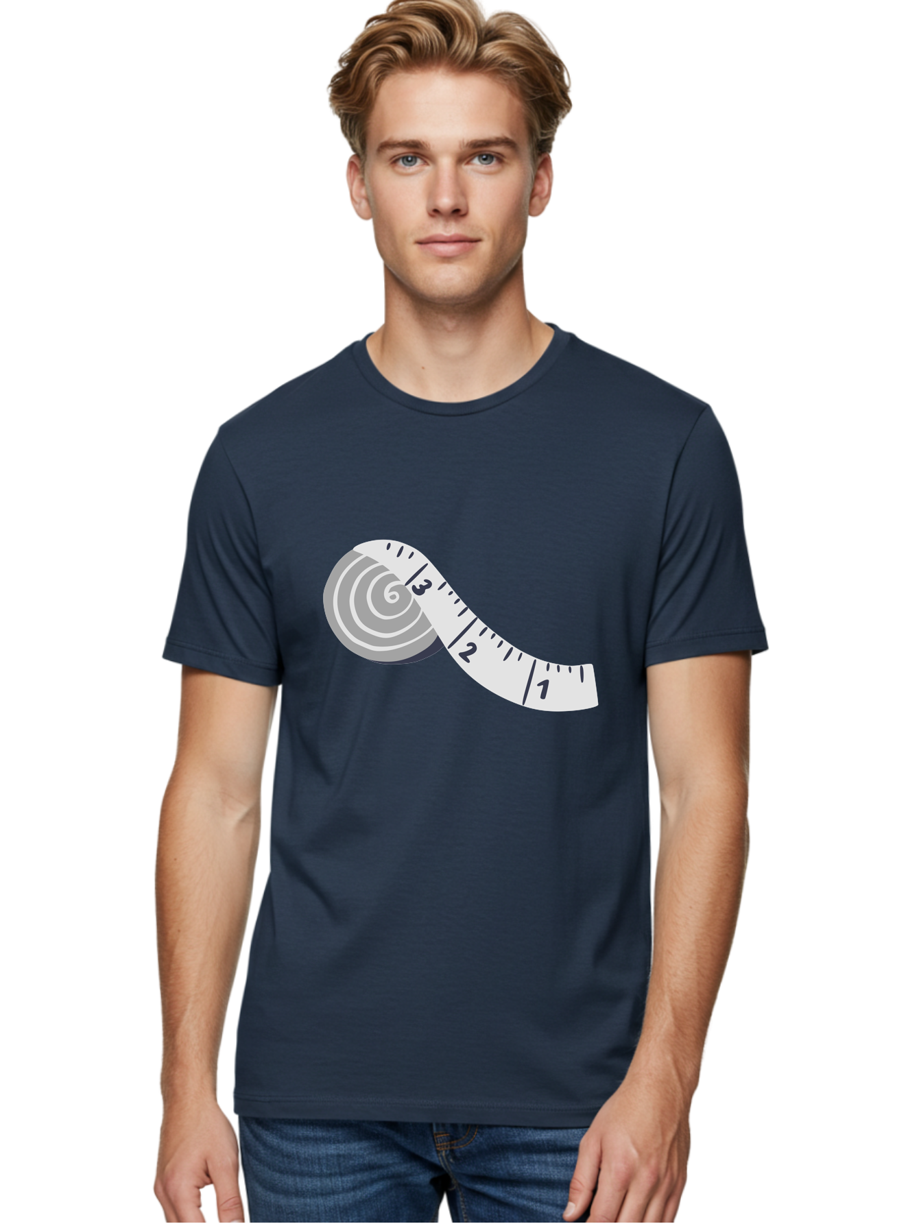 Tape-Measure Men'S Graphic Tee, 100% Cotton, Comfortable Casual Summer Wear, Machine Washable, Tape Measure, Measuring Tape, Flexible Ruler, Measurement Tool, Sewing, Crafting, Diy, Body Measurement, Weight Loss Aac122