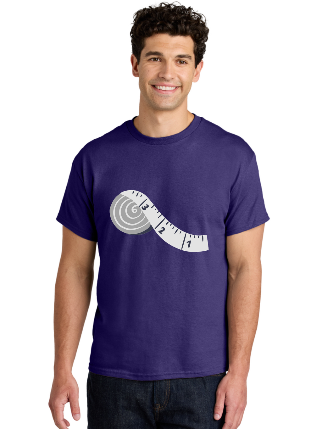 Tape-Measure Men'S Graphic Tee, 100% Cotton, Comfortable Casual Summer Wear, Machine Washable, Tape Measure, Measuring Tape, Flexible Ruler, Measurement Tool, Sewing, Crafting, Diy, Body Measurement, Weight Loss Aac122