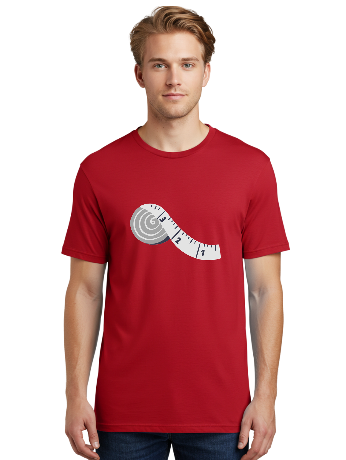 Tape-Measure Men'S Graphic Tee, 100% Cotton, Comfortable Casual Summer Wear, Machine Washable, Tape Measure, Measuring Tape, Flexible Ruler, Measurement Tool, Sewing, Crafting, Diy, Body Measurement, Weight Loss Aac122