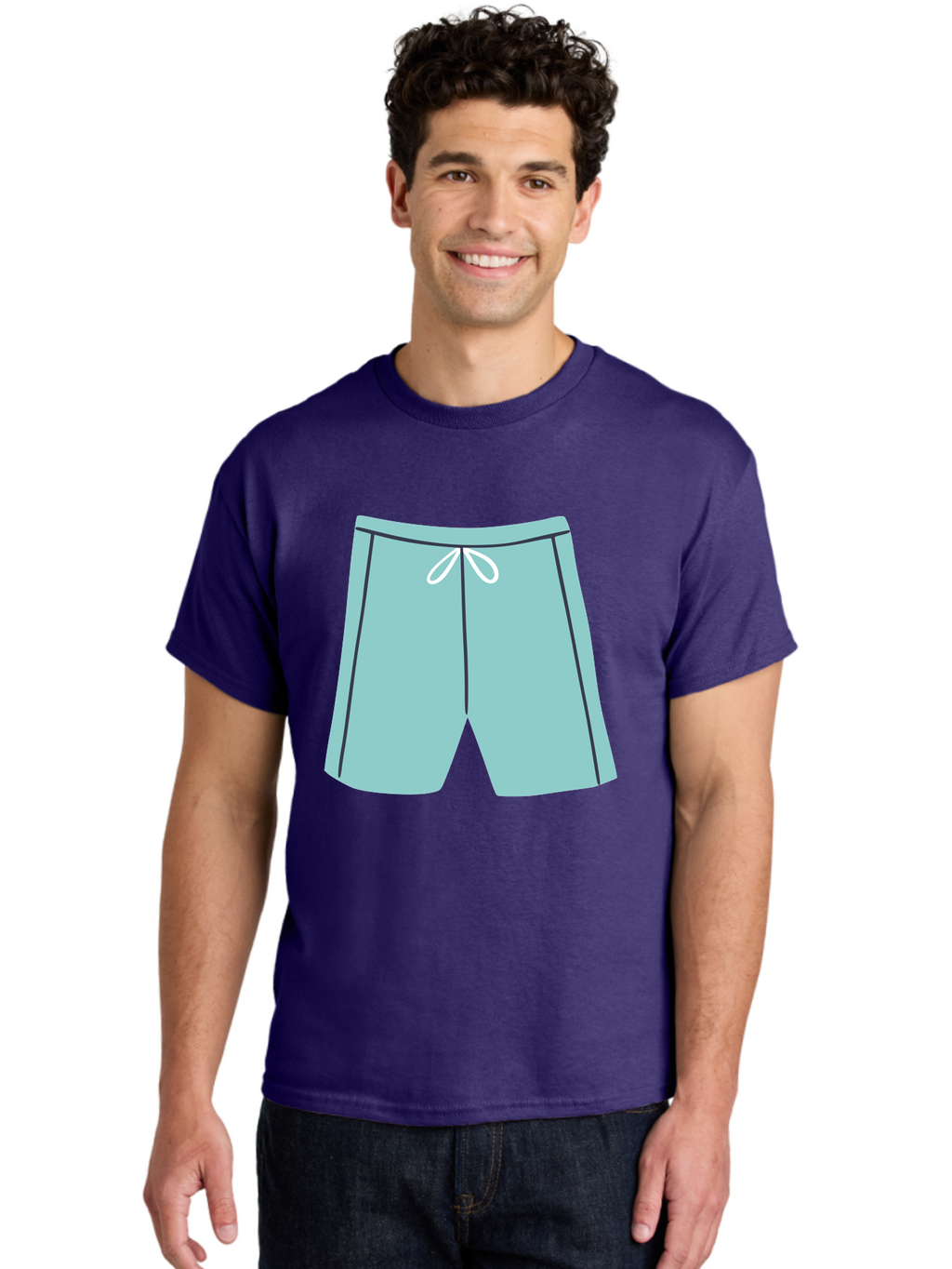 Teal-Shorts Men'S Graphic Tee, 100% Cotton, Comfortable Casual Summer Wear, Machine Washable, Teal Shorts, Drawstring Waist, Black Stripes, Athletic Wear, Casual Fashion, Comfortable Clothing, Relaxed Fit, Summer Style Aac123