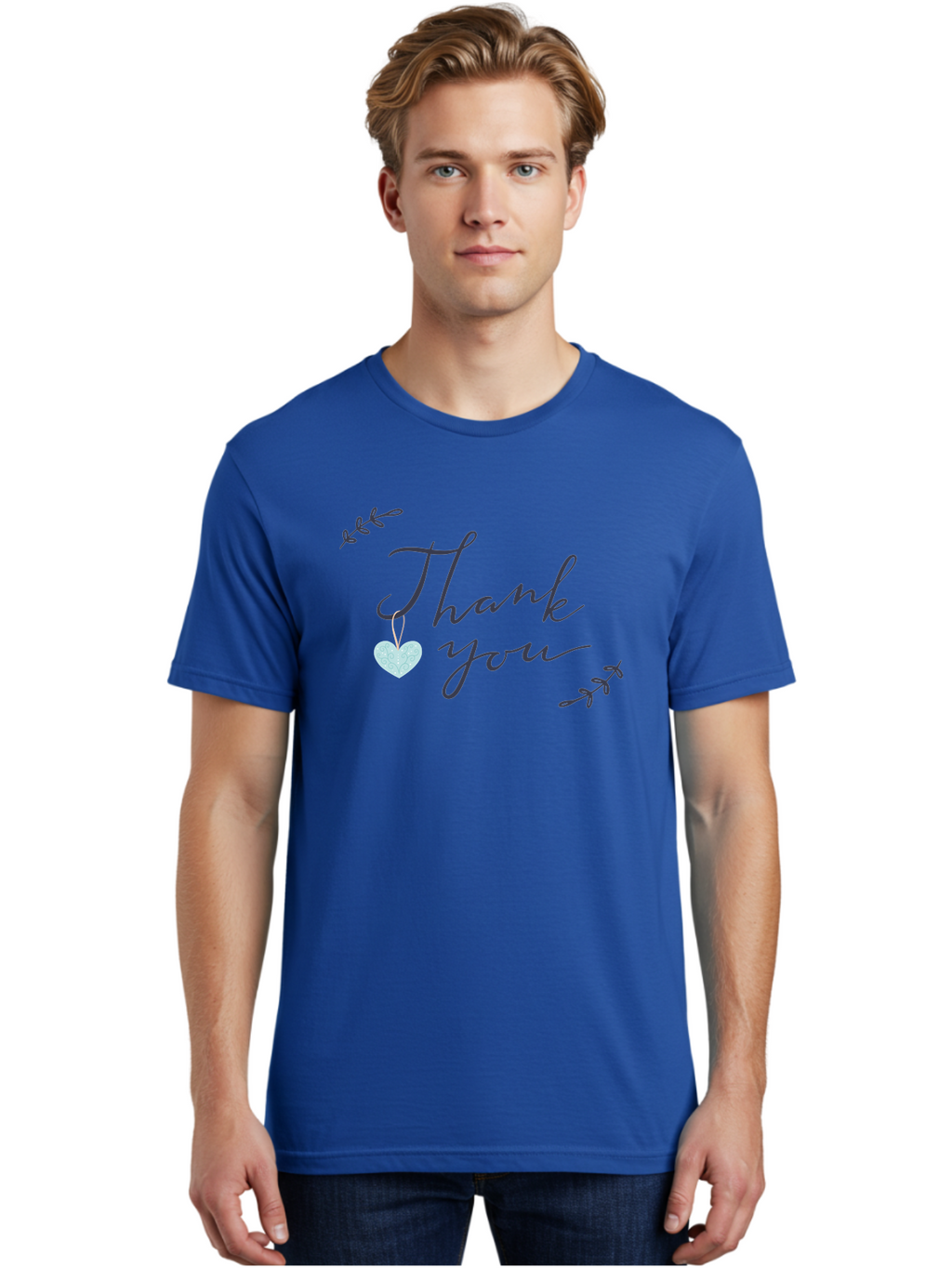 Thank-You-1 Men'S Graphic Tee, 100% Cotton, Comfortable Casual Summer Wear, Machine Washable, Thank You Message, Gratitude, Appreciation, Heart Symbol, Love, Kindness, Positive Vibes, Sweet Gesture, Purple Script, Glittery Heart Aac124