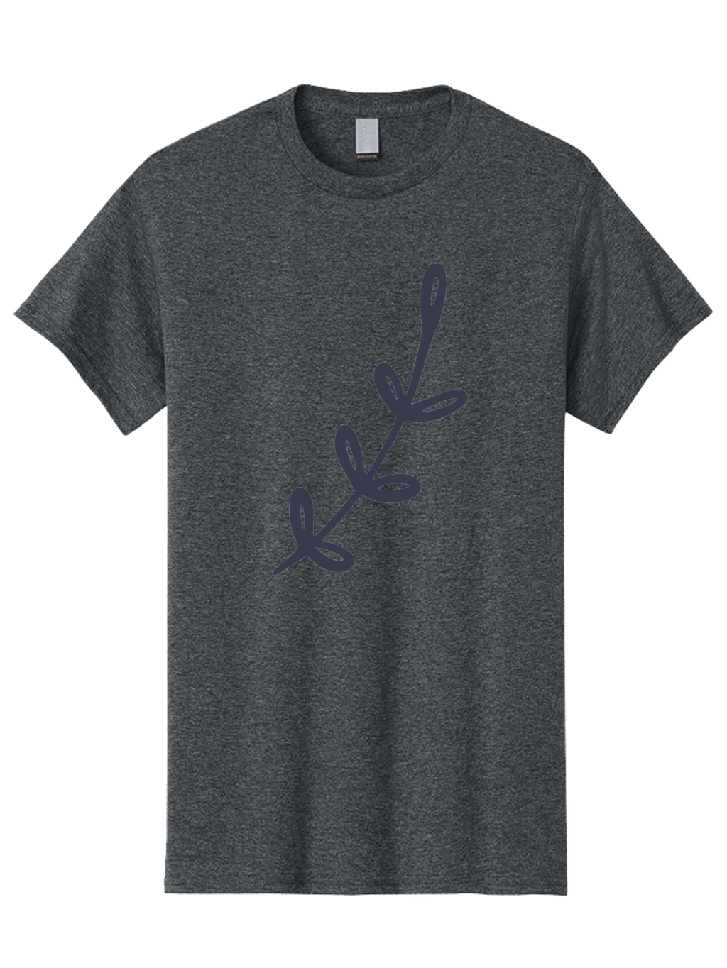 Three-Leaf-Stem Men'S Graphic Tee, 100% Cotton, Comfortable Casual Summer Wear, Machine Washable, Simple Drawing, Minimalistic Art, Abstract Design, Oval Shapes, Leafy Stem, Dark Gray Lines, Modern Illustration, Stylized Plant Aac126