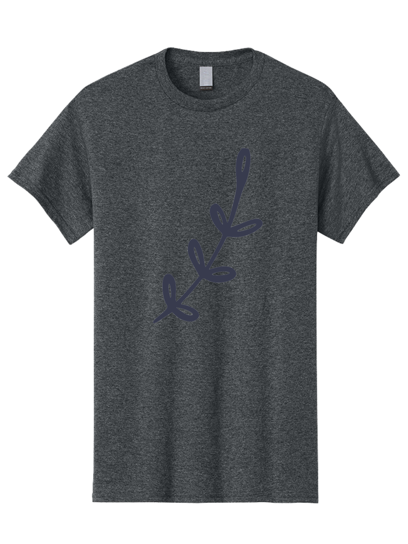 Three-Leaf-Stem Men'S Graphic Tee, 100% Cotton, Comfortable Casual Summer Wear, Machine Washable, Simple Drawing, Minimalistic Art, Abstract Design, Oval Shapes, Leafy Stem, Dark Gray Lines, Modern Illustration, Stylized Plant Aac126