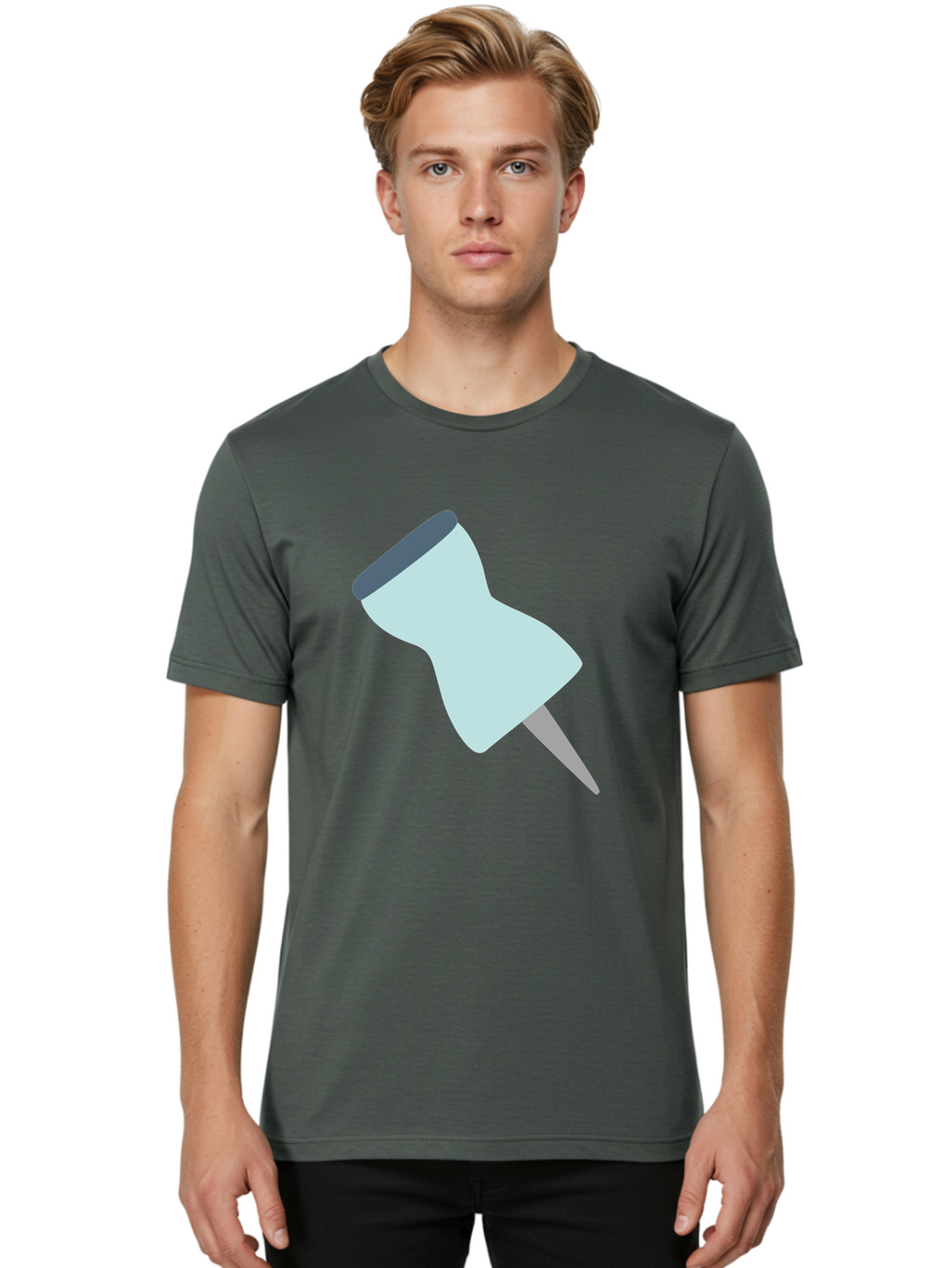 Thumbtack-1 Men'S Graphic Tee, 100% Cotton, Comfortable Casual Summer Wear, Machine Washable, Thumbtack, Push Pin, Office Supplies, Stationery, Pin, Tack, Drawing Pin, Office Accessory, Desktop Item, Organizational Tool Aac127
