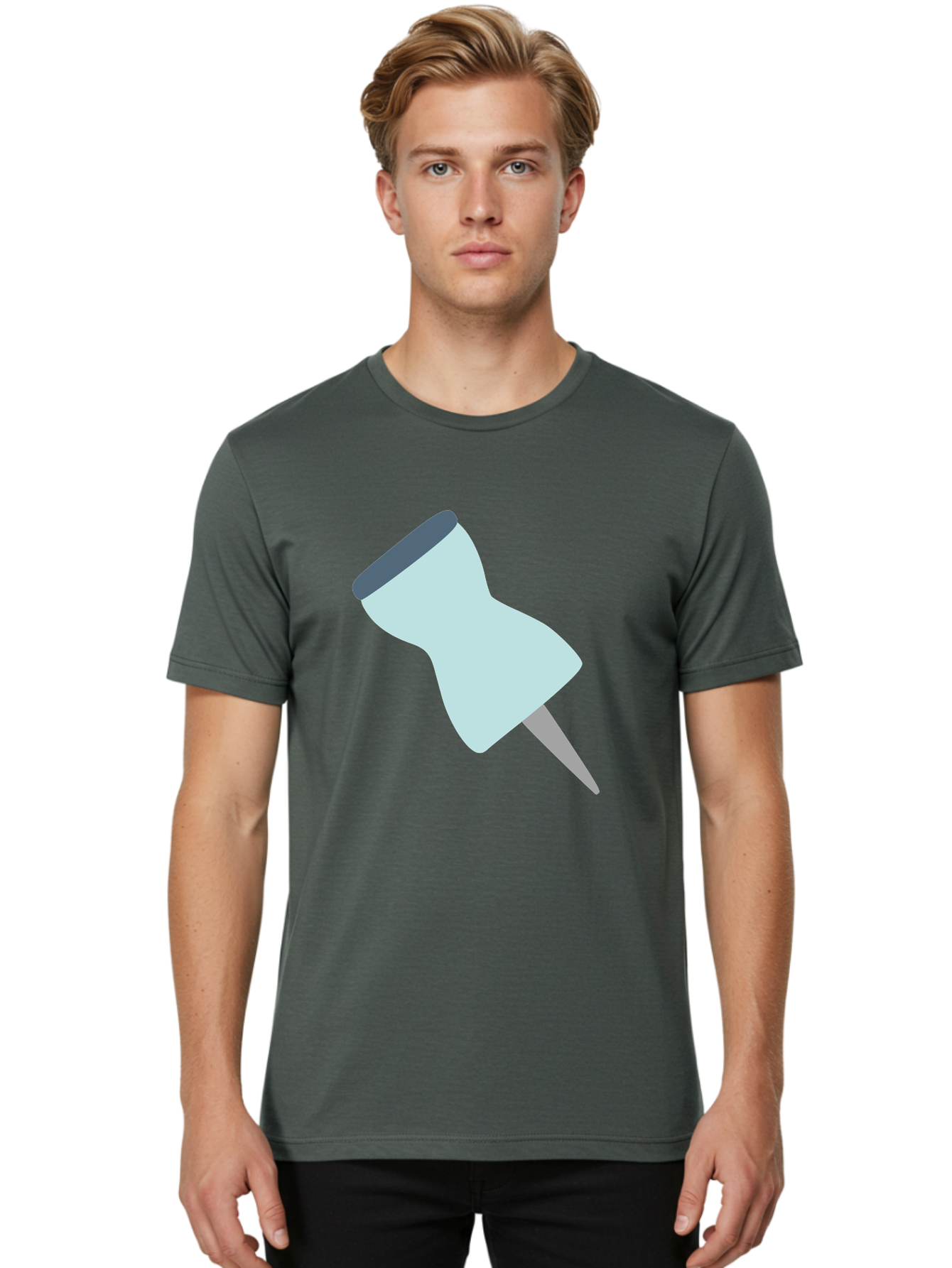 Thumbtack-1 Men'S Graphic Tee, 100% Cotton, Comfortable Casual Summer Wear, Machine Washable, Thumbtack, Push Pin, Office Supplies, Stationery, Pin, Tack, Drawing Pin, Office Accessory, Desktop Item, Organizational Tool Aac127