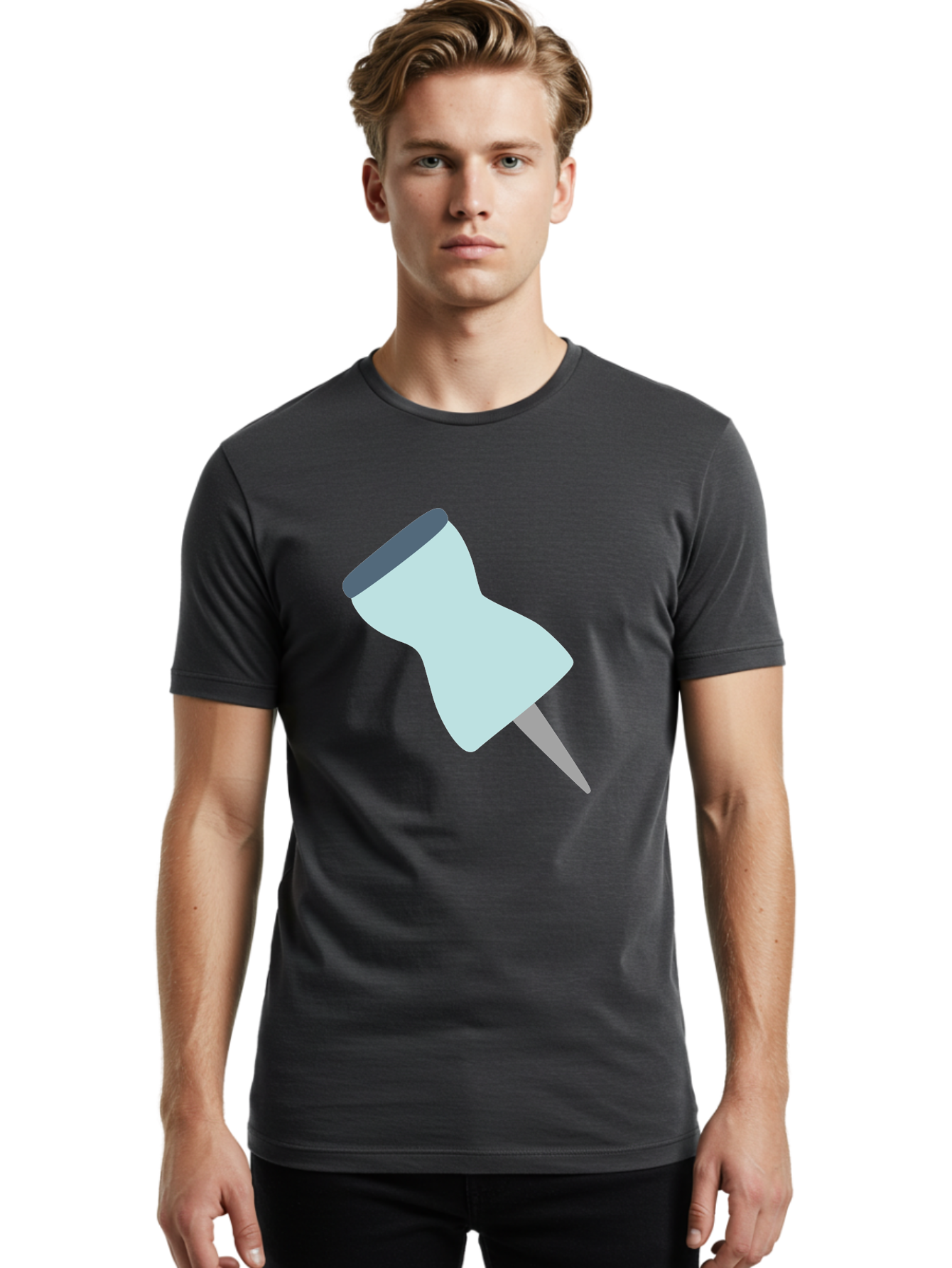 Thumbtack-1 Men'S Graphic Tee, 100% Cotton, Comfortable Casual Summer Wear, Machine Washable, Thumbtack, Push Pin, Office Supplies, Stationery, Pin, Tack, Drawing Pin, Office Accessory, Desktop Item, Organizational Tool Aac127