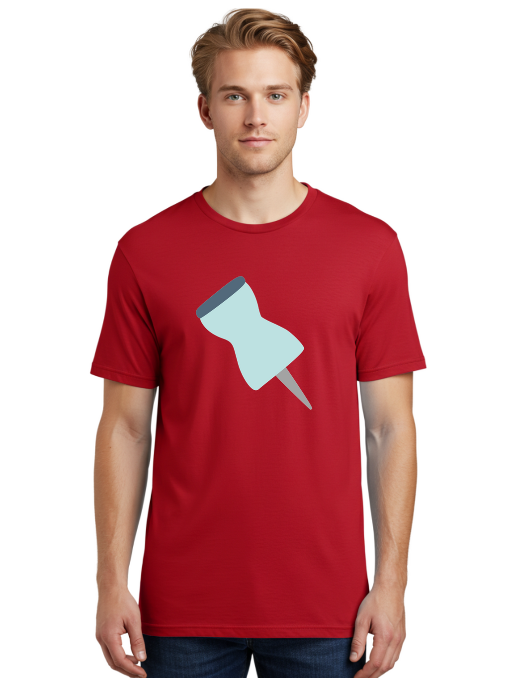 Thumbtack-1 Men'S Graphic Tee, 100% Cotton, Comfortable Casual Summer Wear, Machine Washable, Thumbtack, Push Pin, Office Supplies, Stationery, Pin, Tack, Drawing Pin, Office Accessory, Desktop Item, Organizational Tool Aac127
