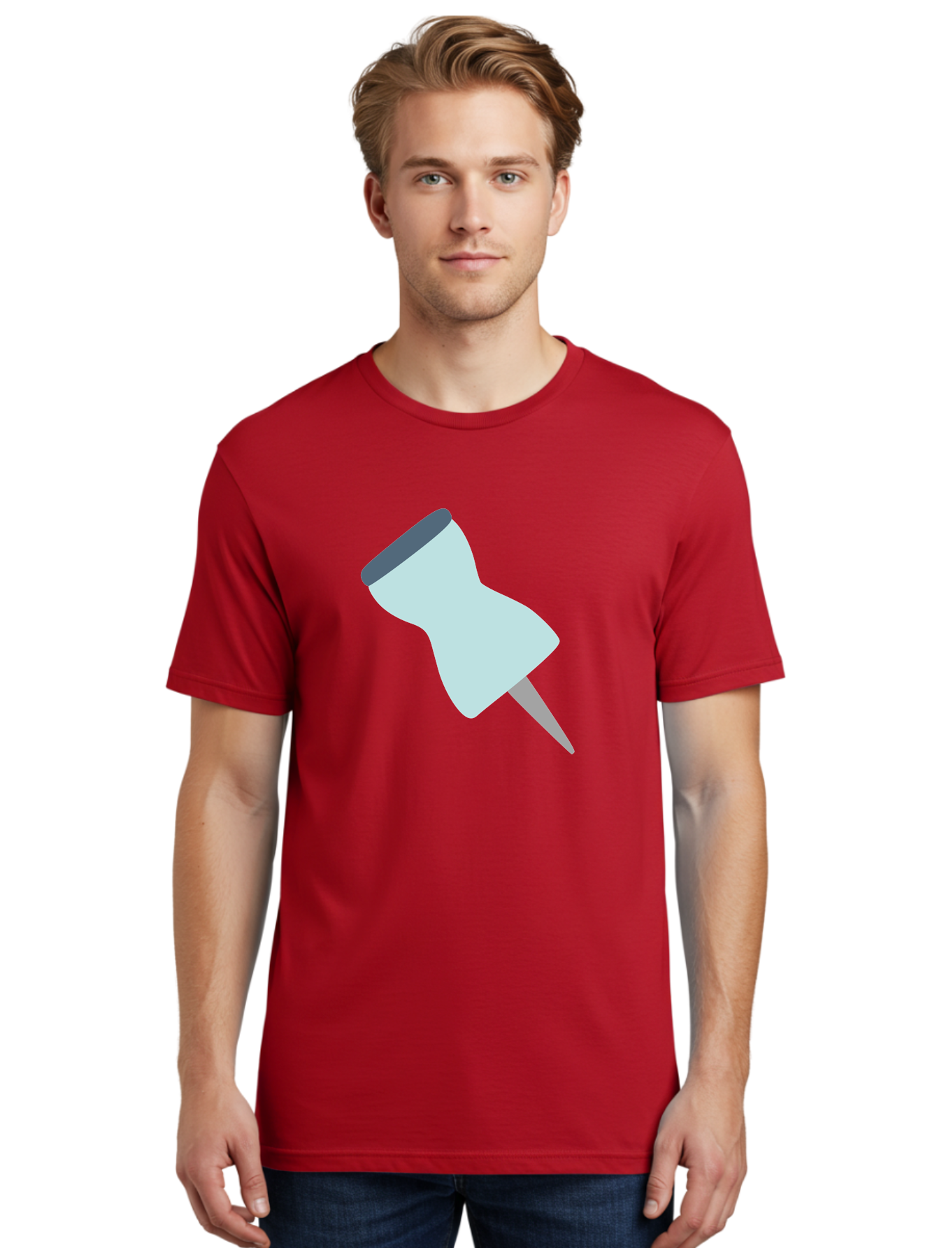 Thumbtack-1 Men'S Graphic Tee, 100% Cotton, Comfortable Casual Summer Wear, Machine Washable, Thumbtack, Push Pin, Office Supplies, Stationery, Pin, Tack, Drawing Pin, Office Accessory, Desktop Item, Organizational Tool Aac127