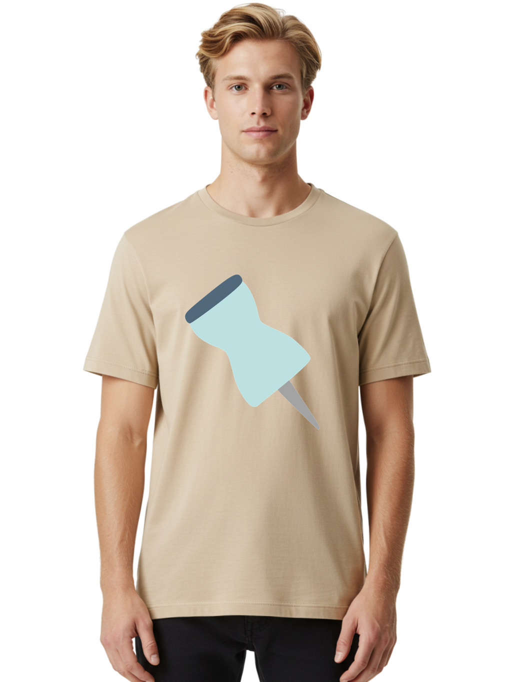 Thumbtack-1 Men'S Graphic Tee, 100% Cotton, Comfortable Casual Summer Wear, Machine Washable, Thumbtack, Push Pin, Office Supplies, Stationery, Pin, Tack, Drawing Pin, Office Accessory, Desktop Item, Organizational Tool Aac127