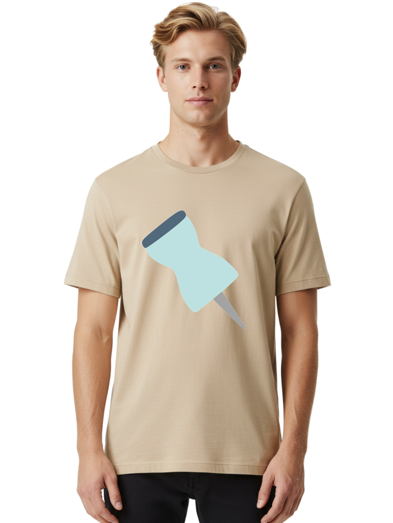 Thumbtack-1 Men'S Graphic Tee, 100% Cotton, Comfortable Casual Summer Wear, Machine Washable, Thumbtack, Push Pin, Office Supplies, Stationery, Pin, Tack, Drawing Pin, Office Accessory, Desktop Item, Organizational Tool Aac127