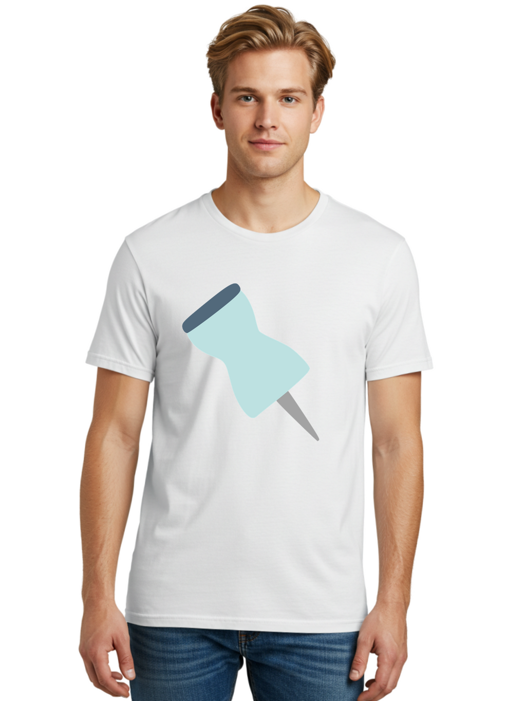 Thumbtack-1 Men'S Graphic Tee, 100% Cotton, Comfortable Casual Summer Wear, Machine Washable, Thumbtack, Push Pin, Office Supplies, Stationery, Pin, Tack, Drawing Pin, Office Accessory, Desktop Item, Organizational Tool Aac127