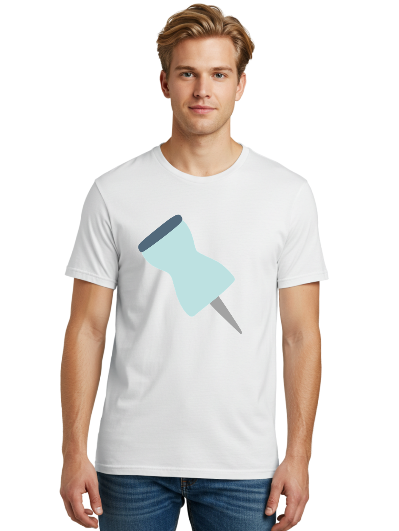 Thumbtack-1 Men'S Graphic Tee, 100% Cotton, Comfortable Casual Summer Wear, Machine Washable, Thumbtack, Push Pin, Office Supplies, Stationery, Pin, Tack, Drawing Pin, Office Accessory, Desktop Item, Organizational Tool Aac127