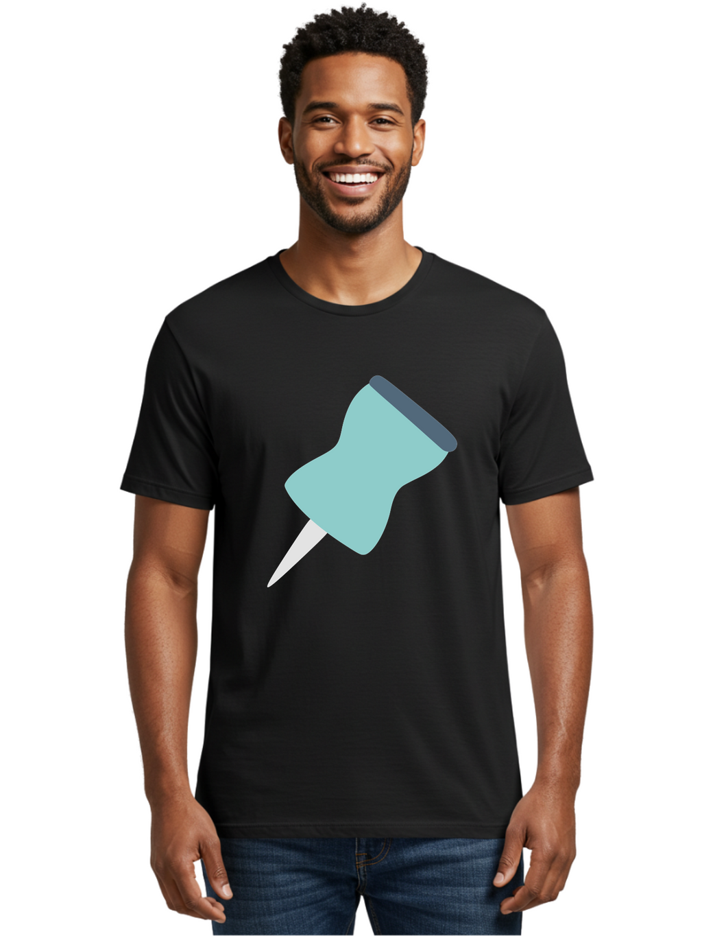 Thumbtack Men'S Graphic Tee, 100% Cotton, Comfortable Casual Summer Wear, Machine Washable, Thumbtack, Office Supplies, Stationary, Office Organization, Desk Accessories, Push Pin, Colorful Design, Modern Illustration Aac128