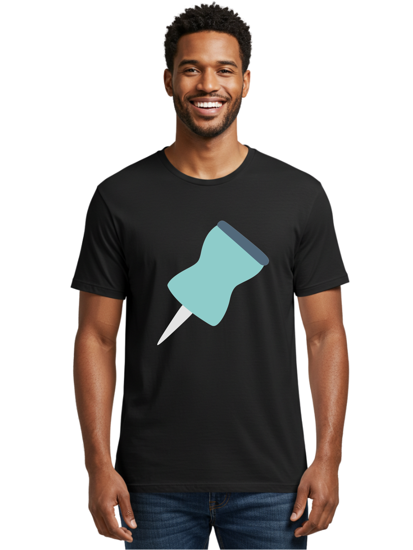 Thumbtack Men'S Graphic Tee, 100% Cotton, Comfortable Casual Summer Wear, Machine Washable, Thumbtack, Office Supplies, Stationary, Office Organization, Desk Accessories, Push Pin, Colorful Design, Modern Illustration Aac128