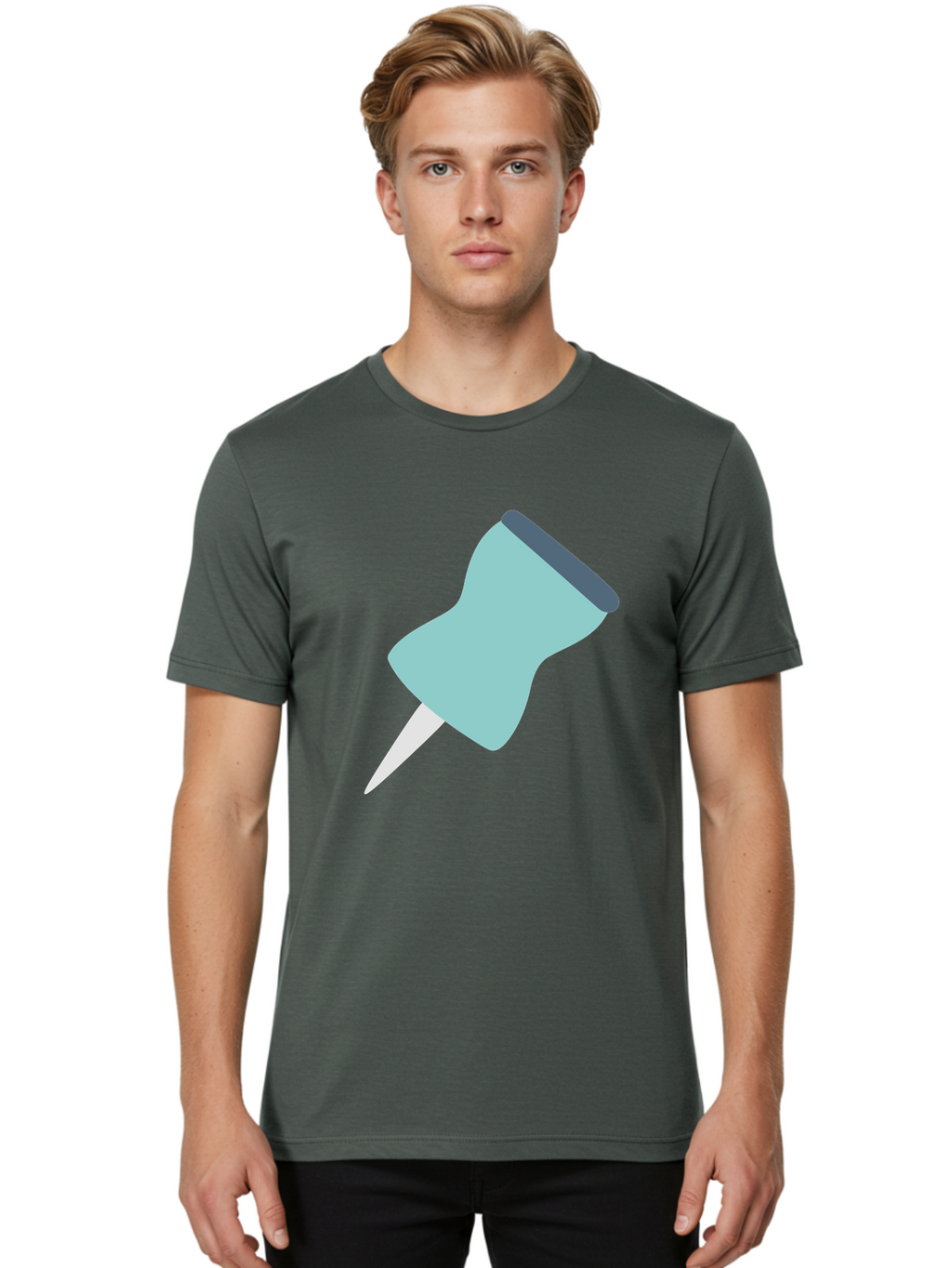 Thumbtack Men'S Graphic Tee, 100% Cotton, Comfortable Casual Summer Wear, Machine Washable, Thumbtack, Office Supplies, Stationary, Office Organization, Desk Accessories, Push Pin, Colorful Design, Modern Illustration Aac128