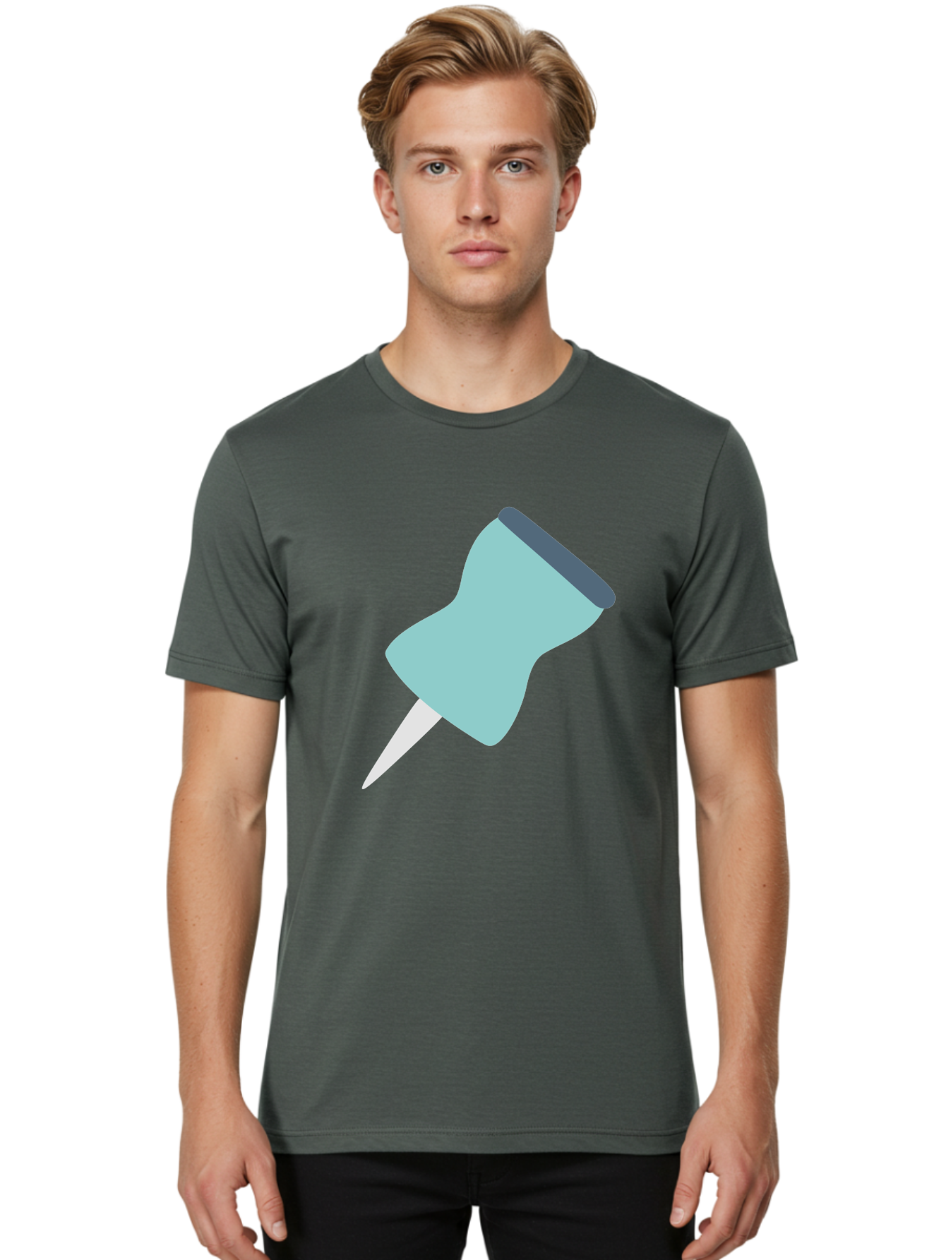 Thumbtack Men'S Graphic Tee, 100% Cotton, Comfortable Casual Summer Wear, Machine Washable, Thumbtack, Office Supplies, Stationary, Office Organization, Desk Accessories, Push Pin, Colorful Design, Modern Illustration Aac128
