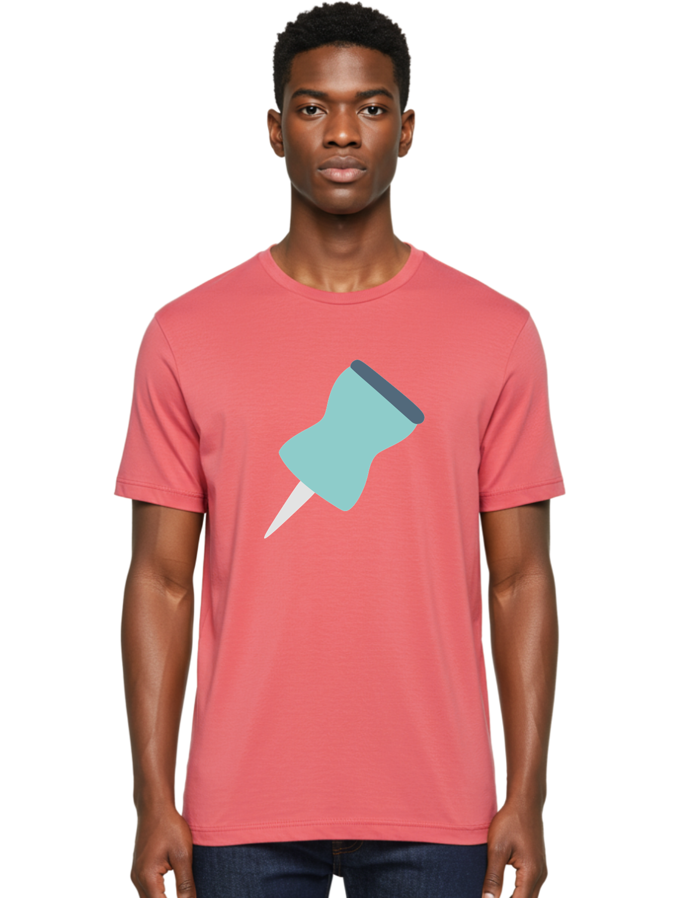Thumbtack Men'S Graphic Tee, 100% Cotton, Comfortable Casual Summer Wear, Machine Washable, Thumbtack, Office Supplies, Stationary, Office Organization, Desk Accessories, Push Pin, Colorful Design, Modern Illustration Aac128
